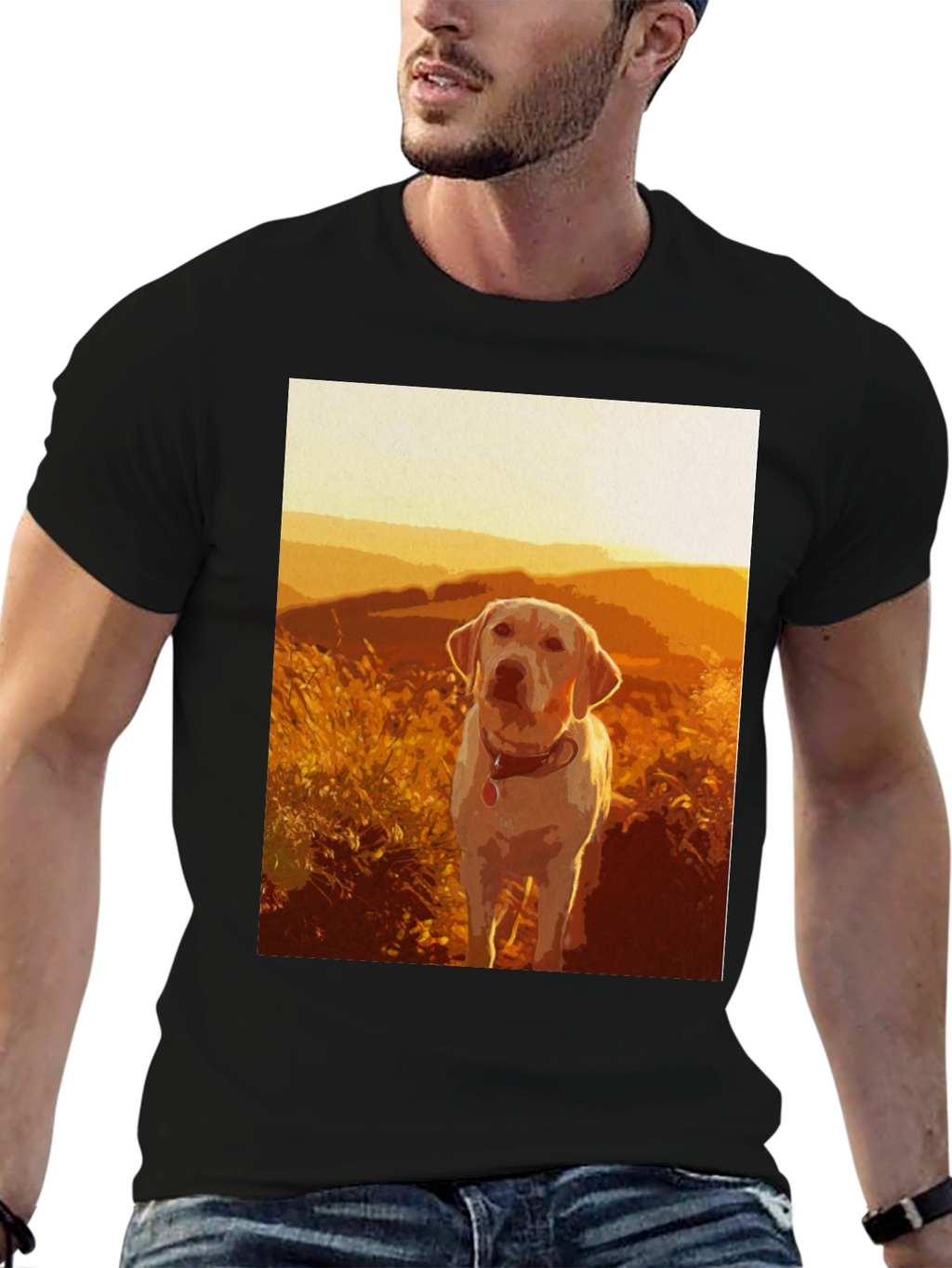 Dog Graphic T-Shirt - Sunset Labrador Design
