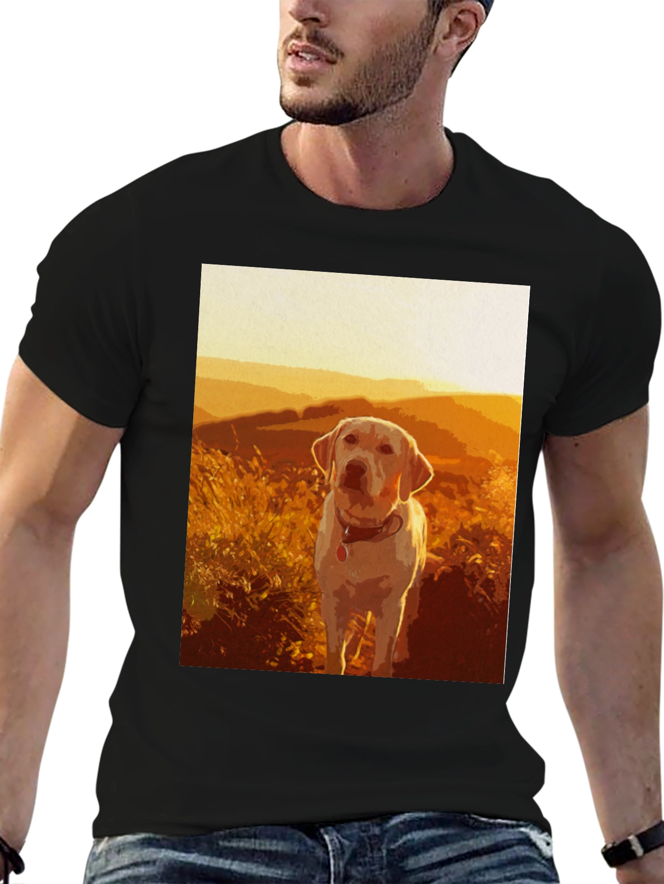 Dog Graphic T-Shirt - Sunset Labrador Design