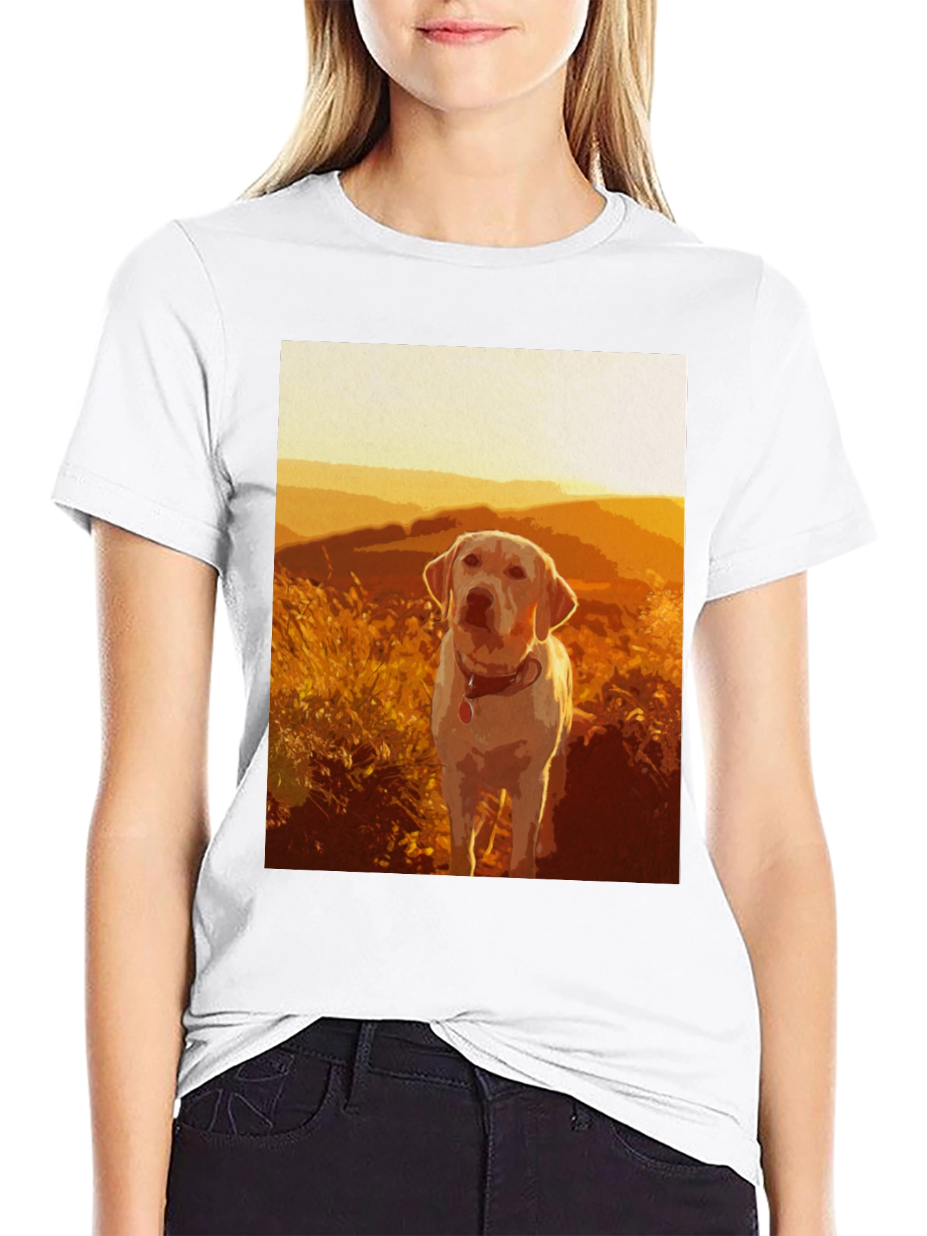 Dog Graphic T-Shirt - Sunset Labrador Design