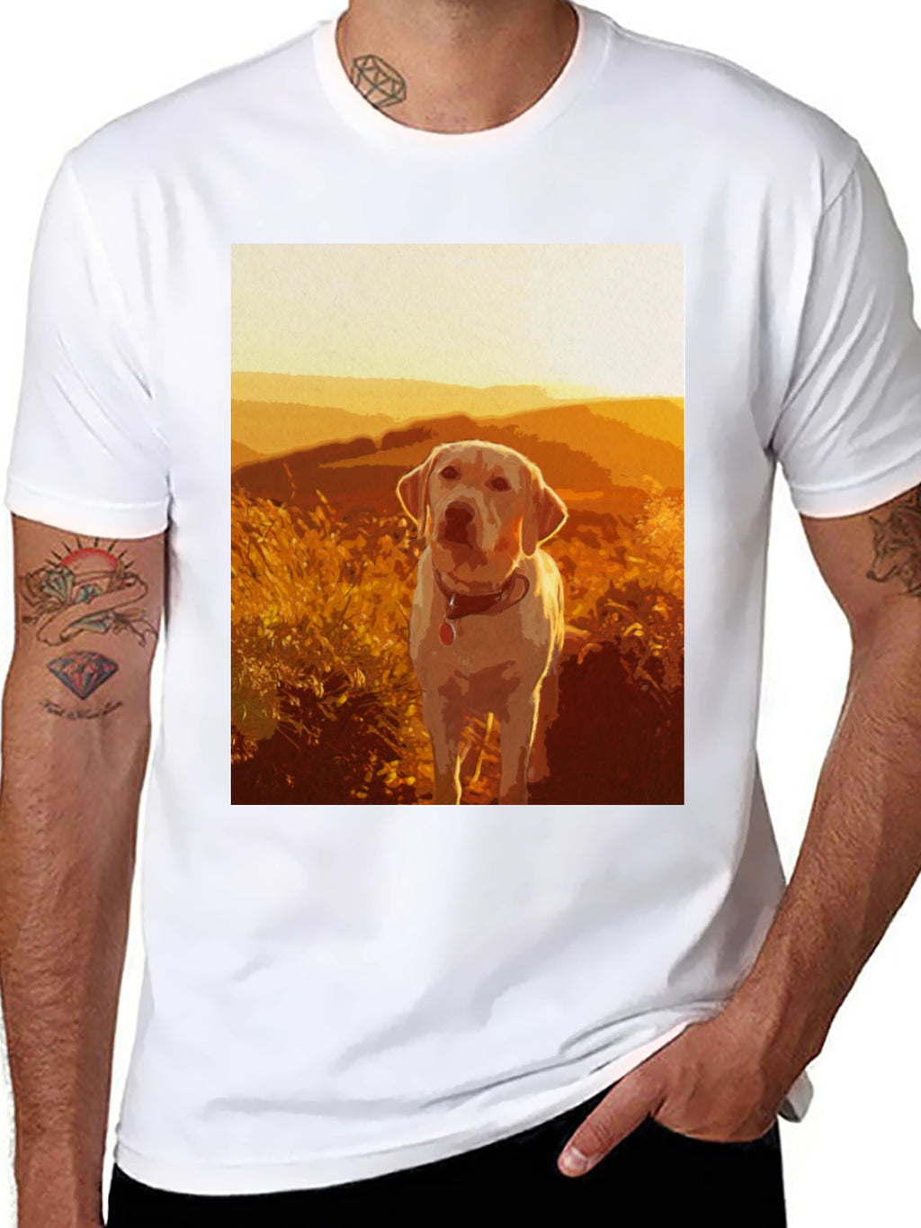 Dog Graphic T-Shirt - Sunset Labrador Design