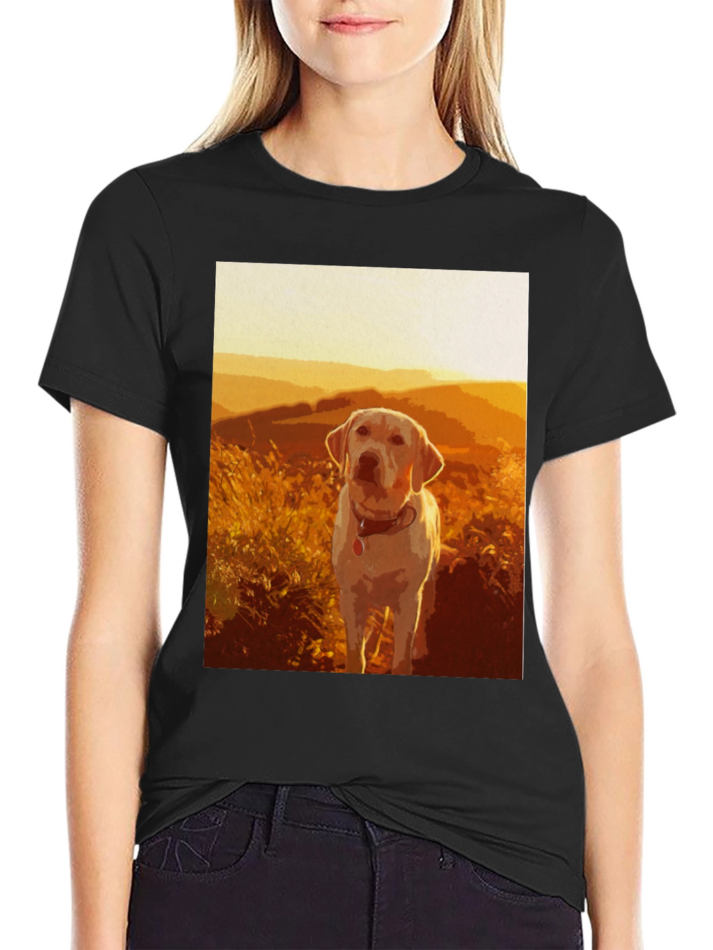 Dog Graphic T-Shirt - Sunset Labrador Design