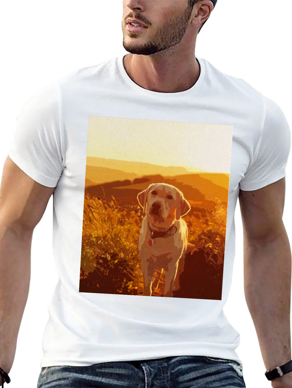 Dog Graphic T-Shirt - Sunset Labrador Design