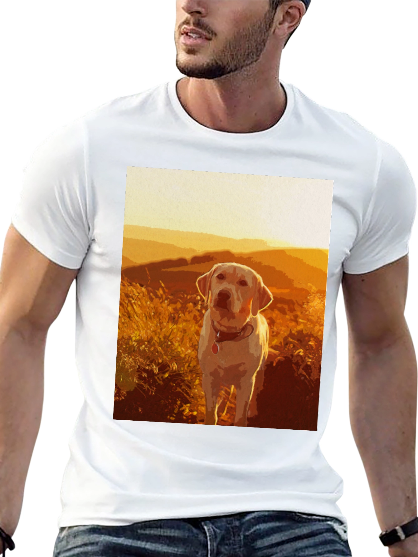 Dog Graphic T-Shirt - Sunset Labrador Design