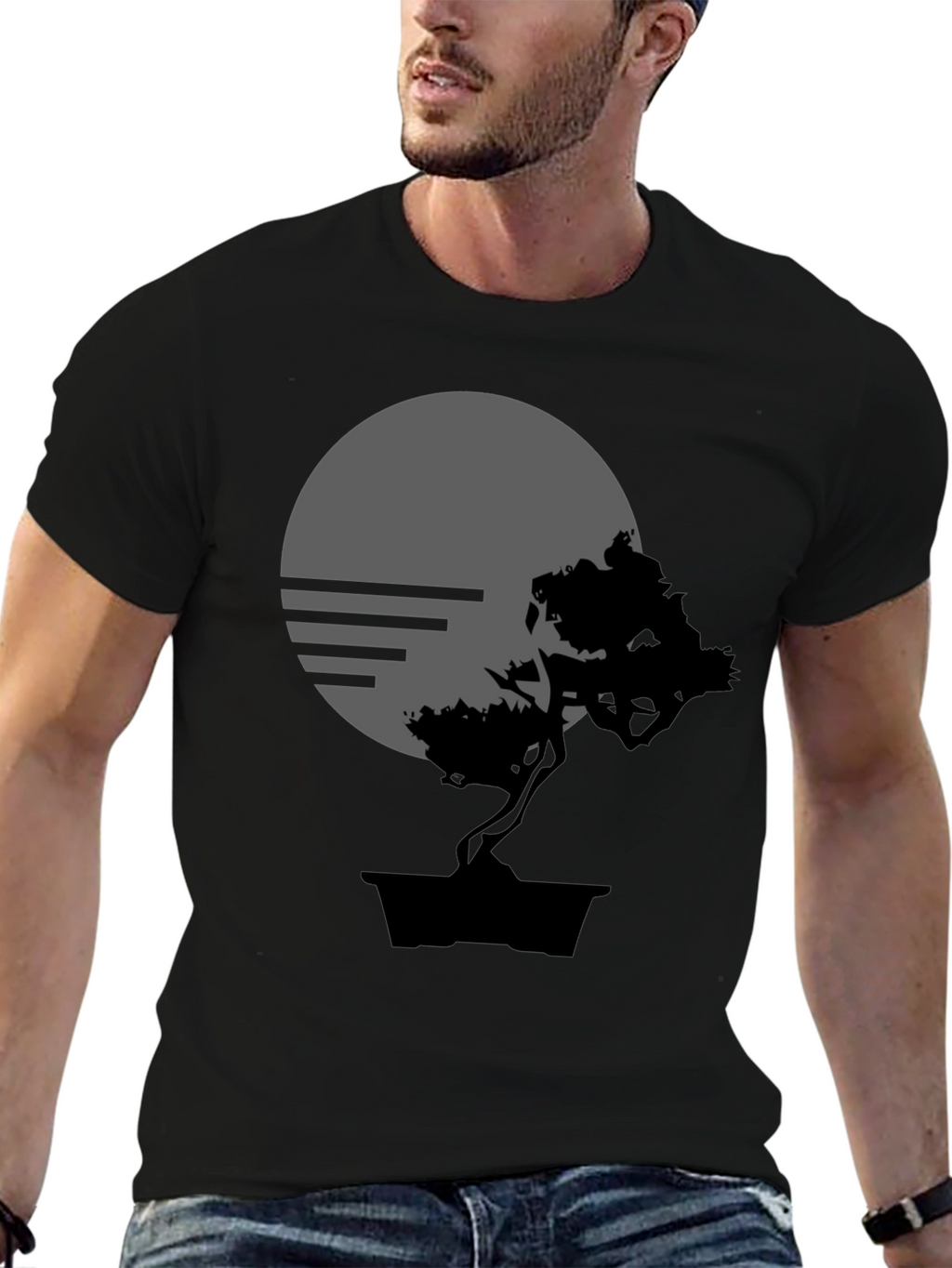 Bonsai Tree Silhouette Graphic T-Shirt