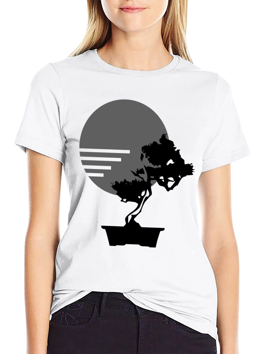 Bonsai Tree Silhouette Graphic T-Shirt