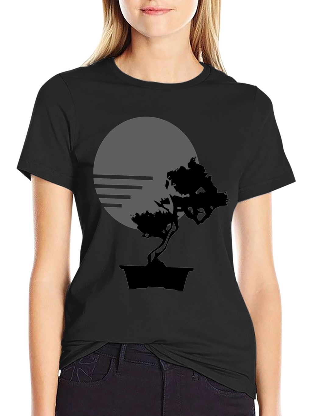 Bonsai Tree Silhouette Graphic T-Shirt
