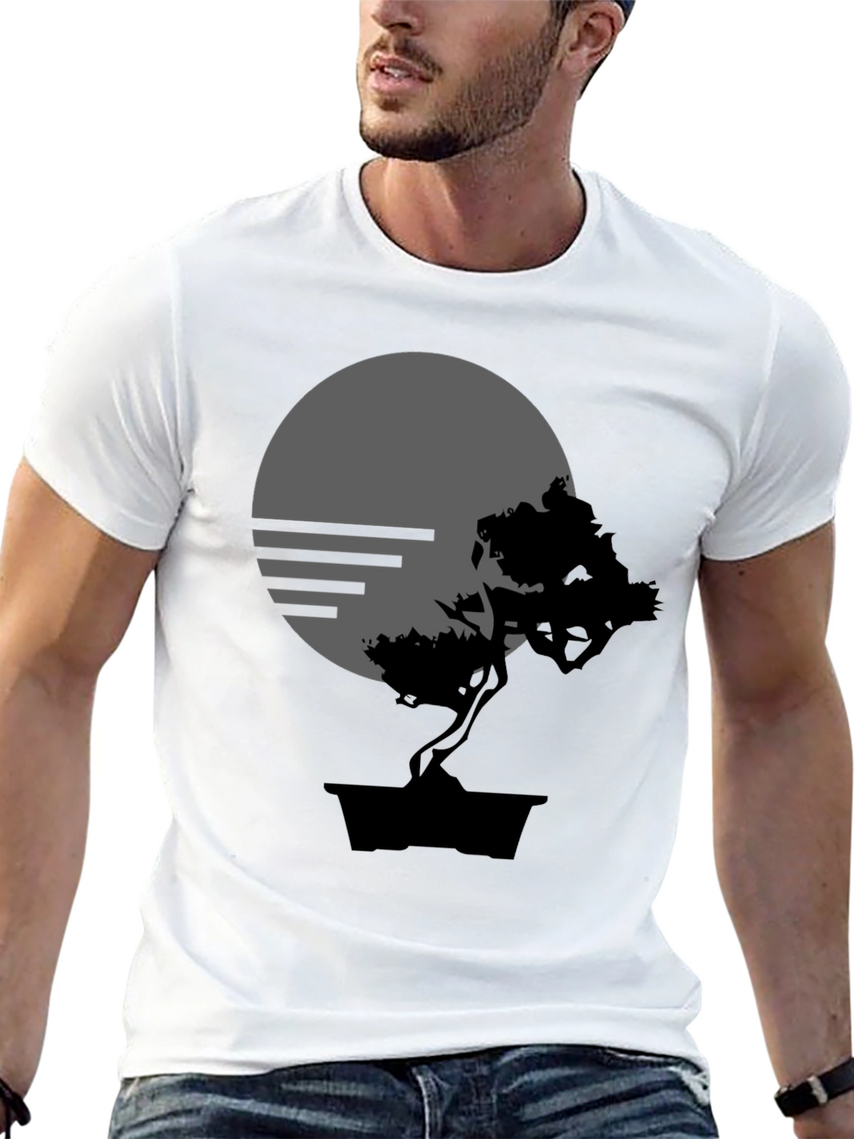 Bonsai Tree Silhouette Graphic T-Shirt