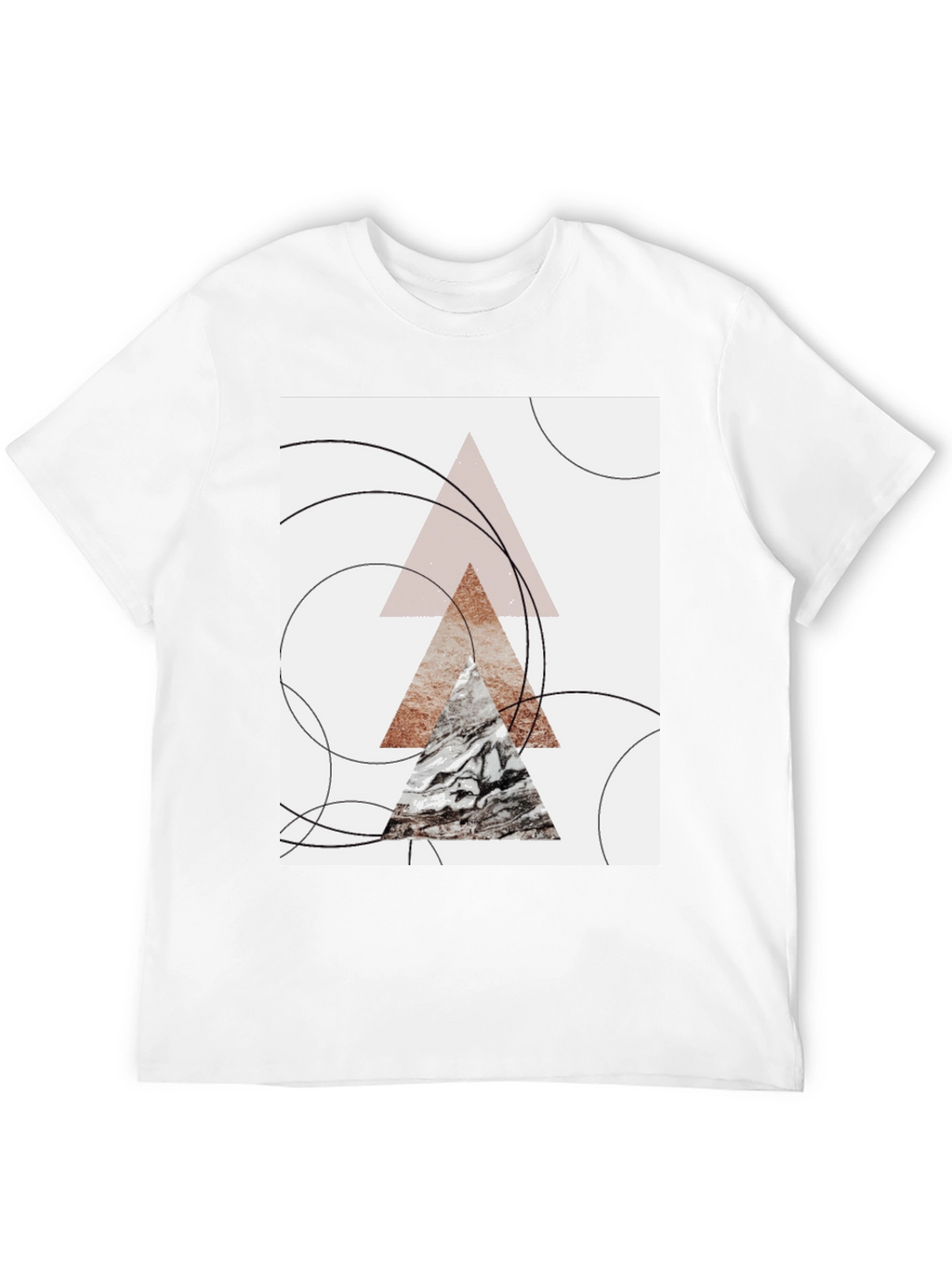 Geometric Triangle Print Black T-Shirt