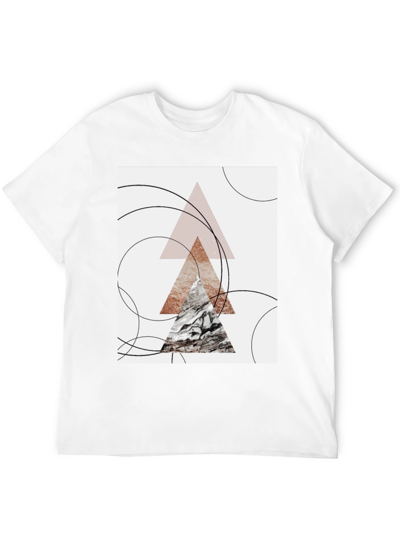 Geometric Triangle Print Black T-Shirt