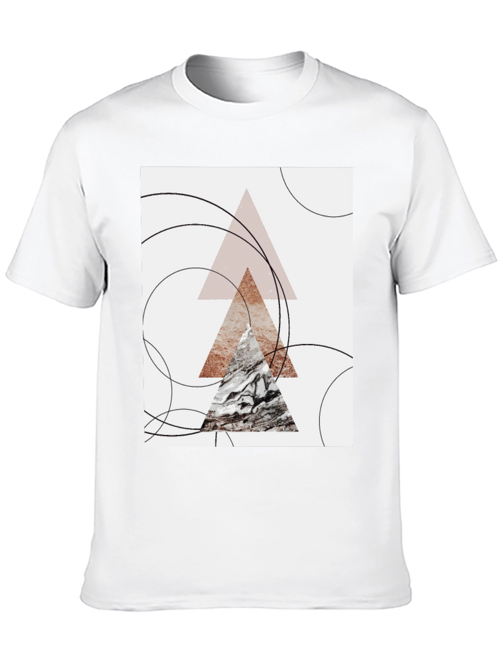 Geometric Triangle Print Black T-Shirt