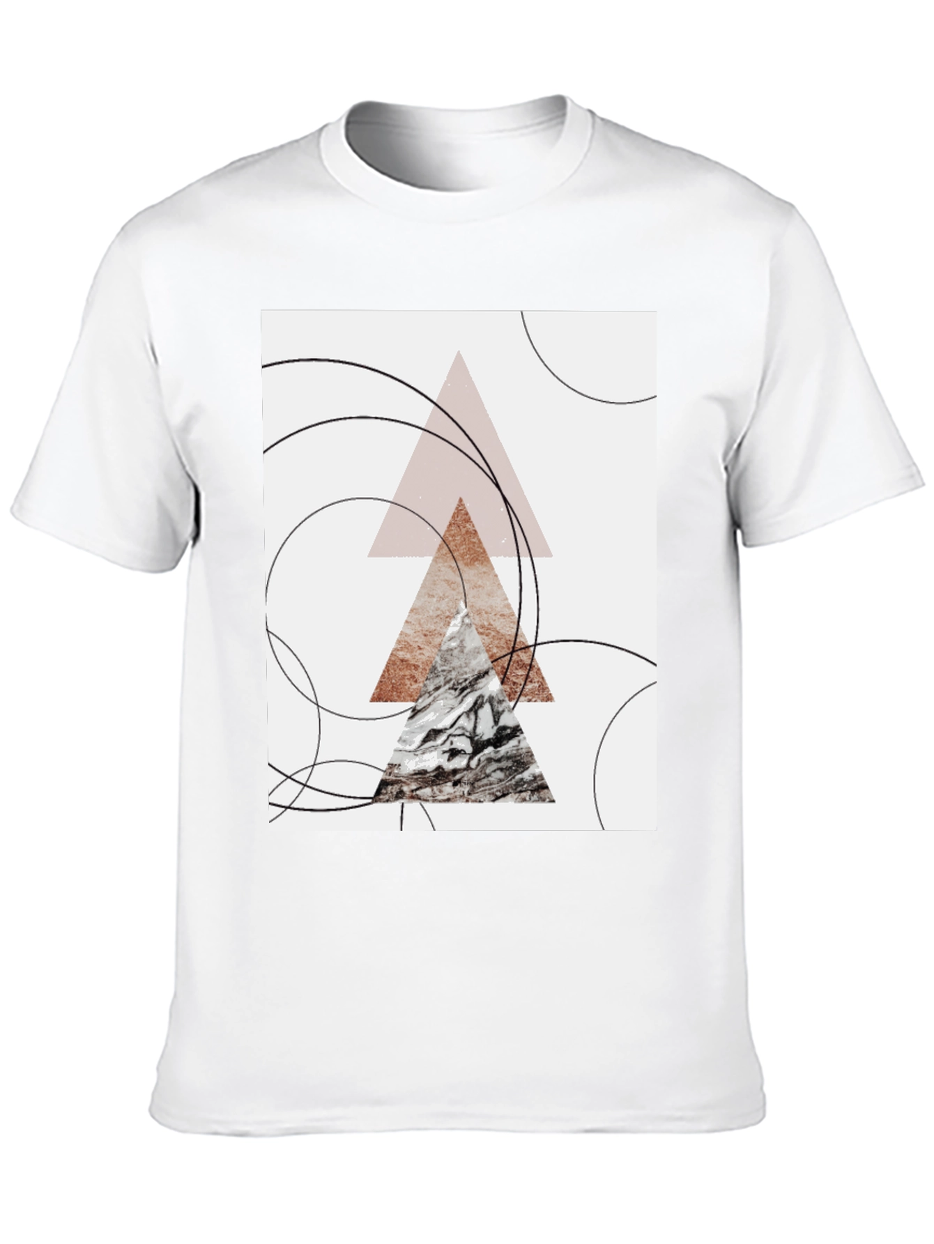 Geometric Triangle Print Black T-Shirt