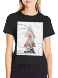 Geometric Triangle Print Black T-Shirt