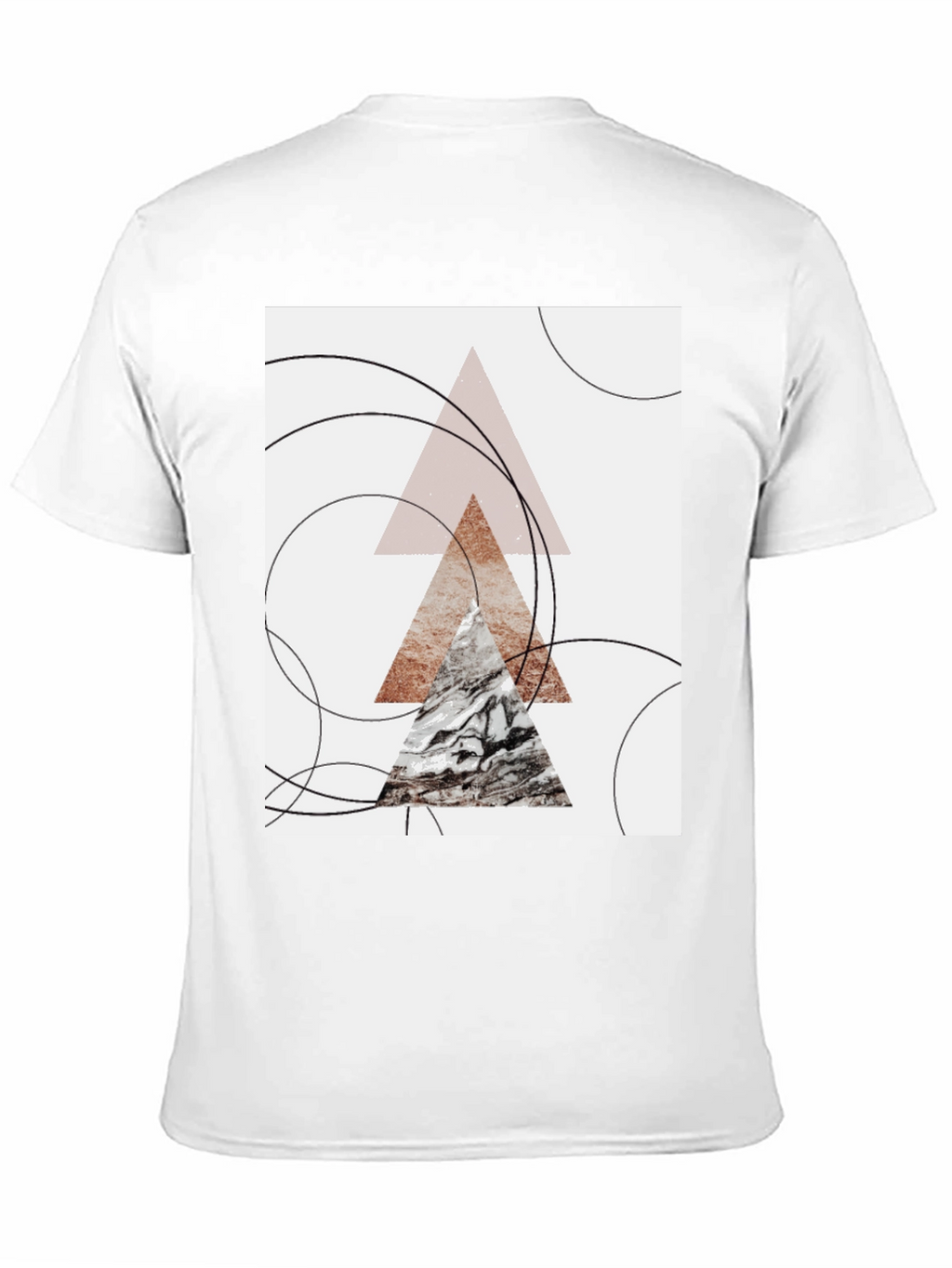 Geometric Triangle Print Black T-Shirt