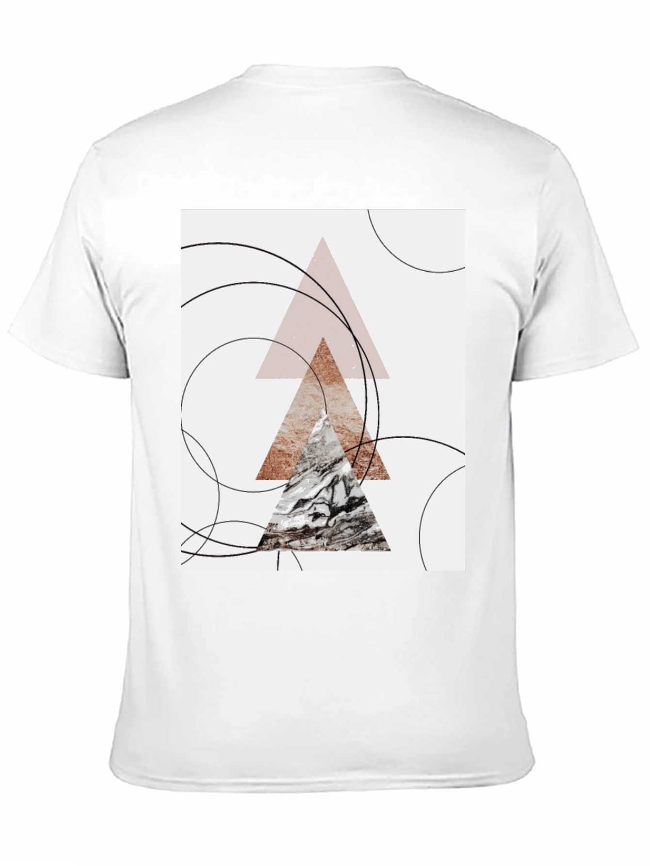 Geometric Triangle Print Black T-Shirt