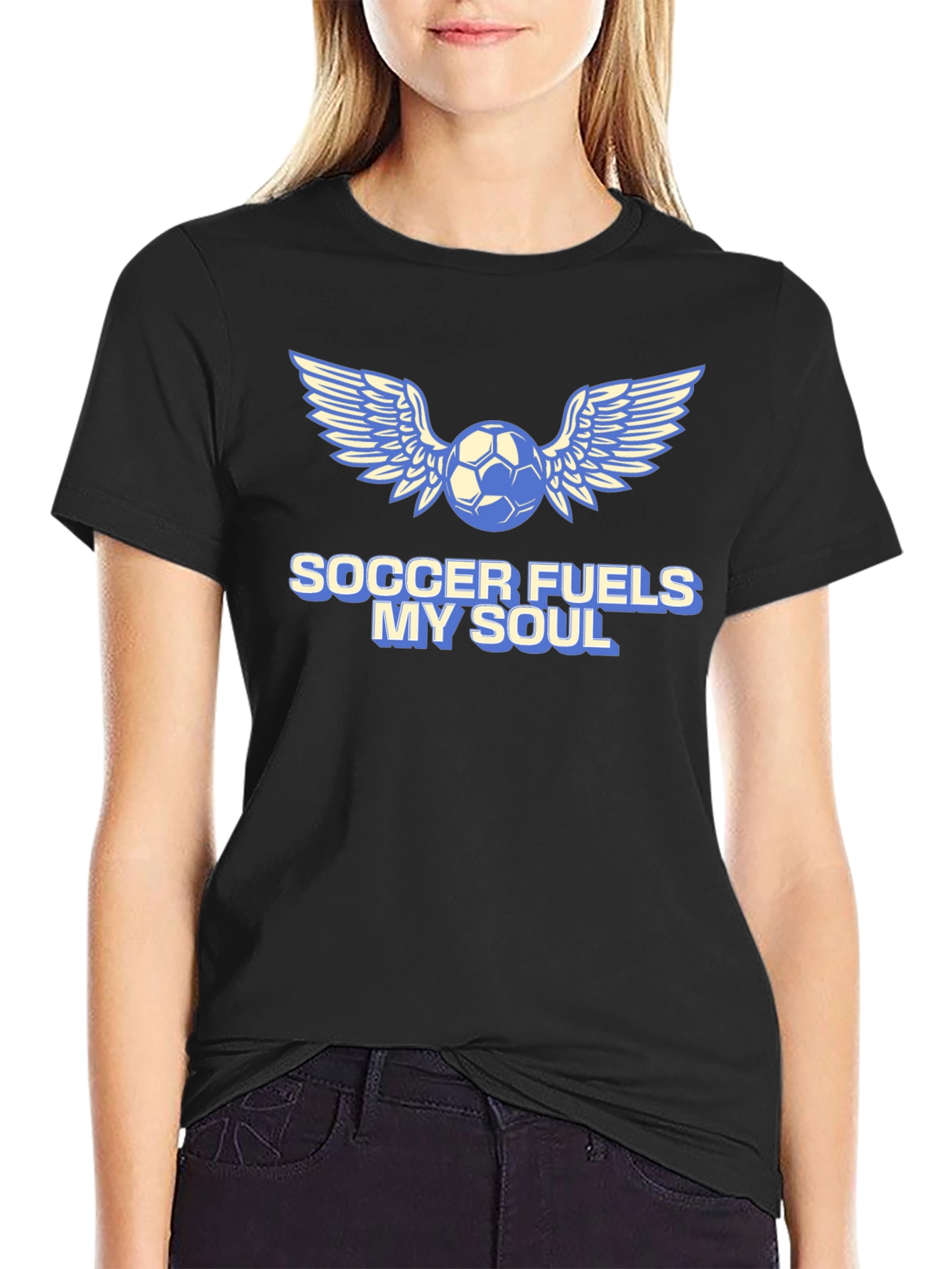 Soccer Fuels My Soul T-Shirt - Winged Ball Design