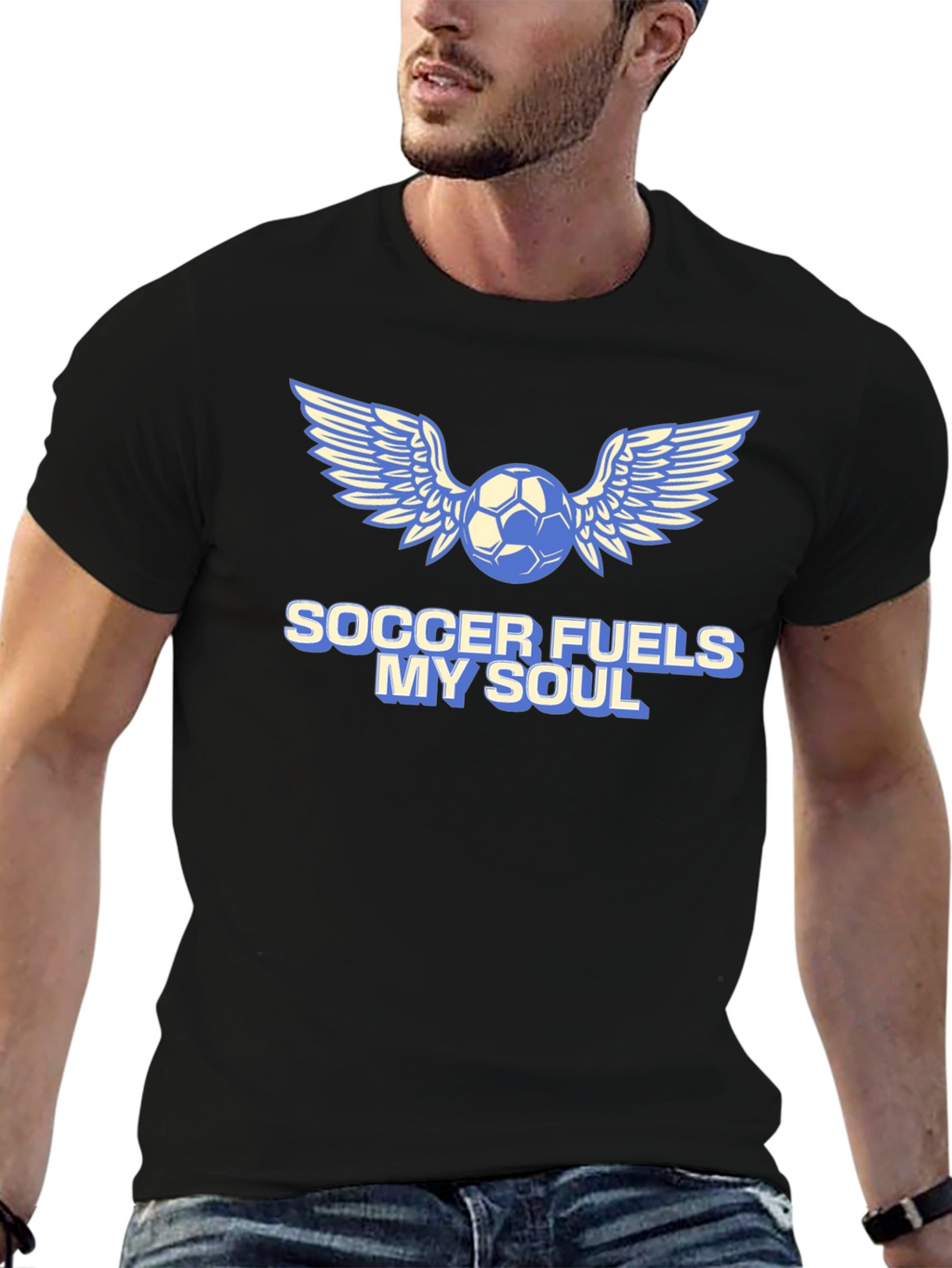 Soccer Fuels My Soul T-Shirt - Winged Ball Design