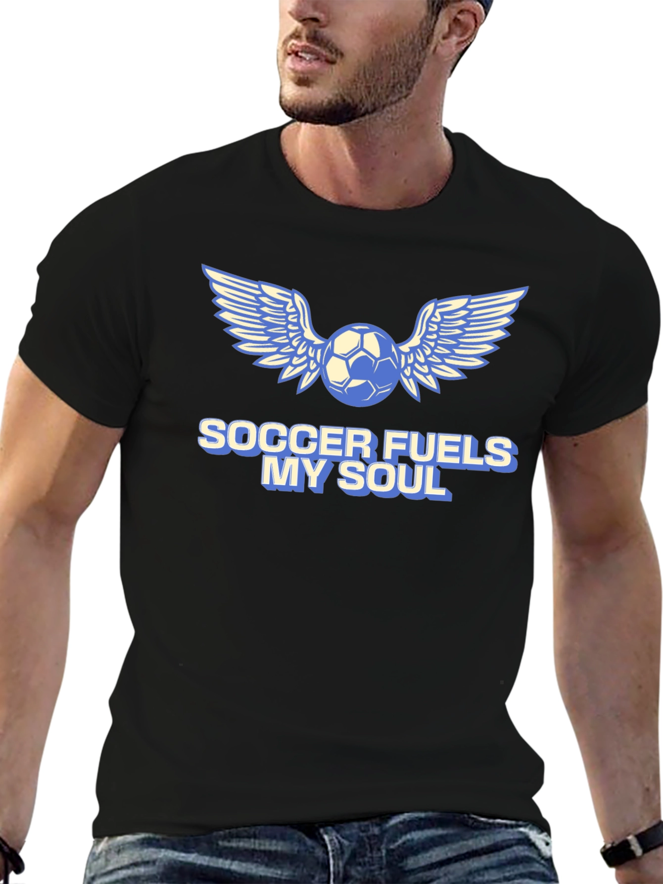 Soccer Fuels My Soul T-Shirt - Winged Ball Design