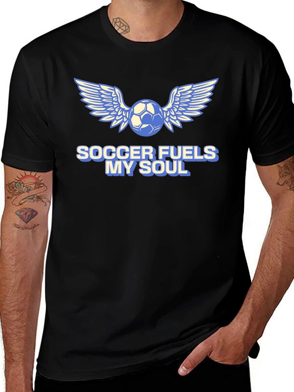 Soccer Fuels My Soul T-Shirt - Winged Ball Design