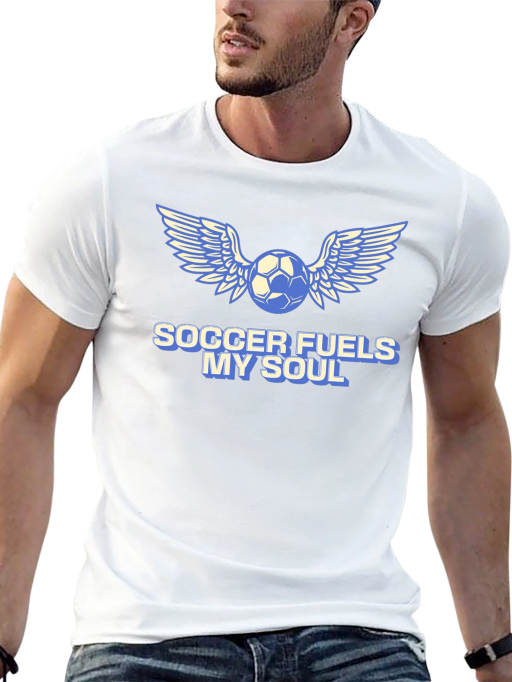 Soccer Fuels My Soul T-Shirt - Winged Ball Design