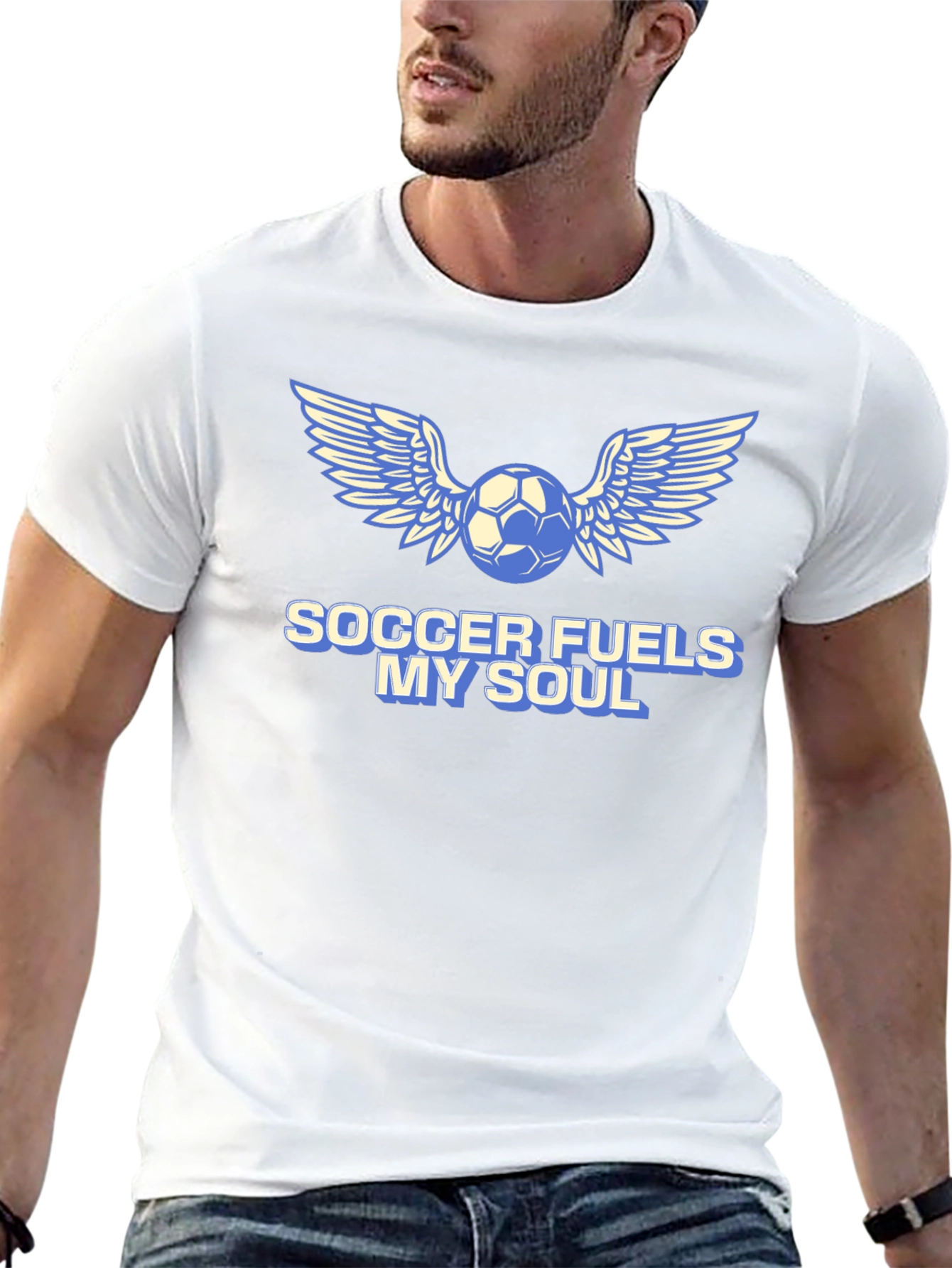 Soccer Fuels My Soul T-Shirt - Winged Ball Design