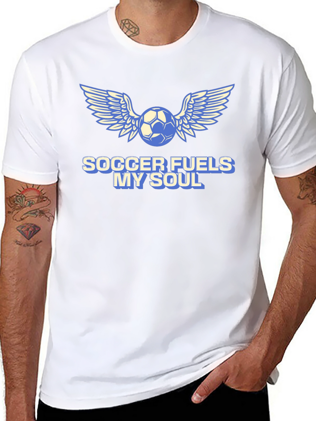 Soccer Fuels My Soul T-Shirt - Winged Ball Design