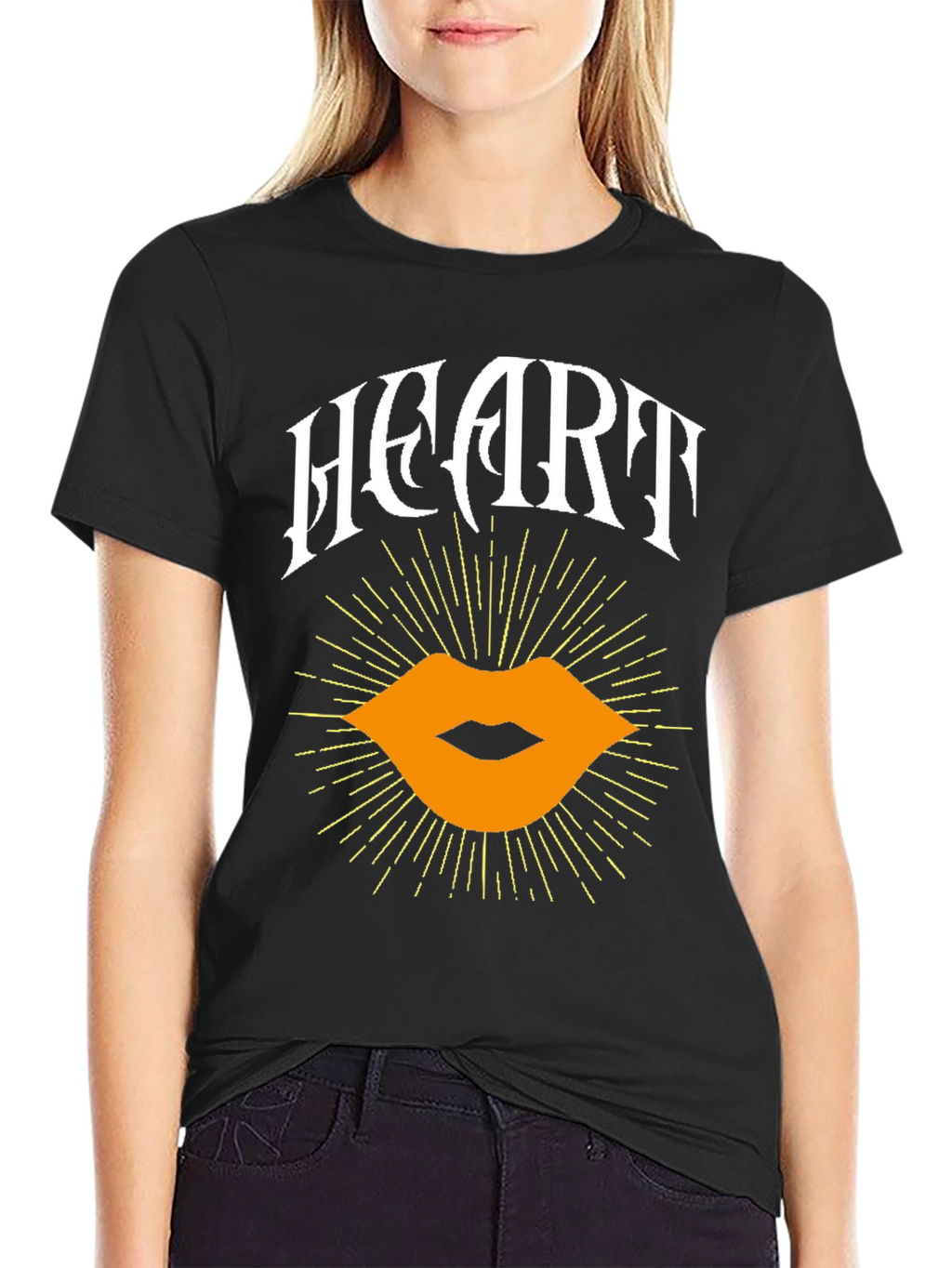 Heart Lips Graphic Black T-Shirt