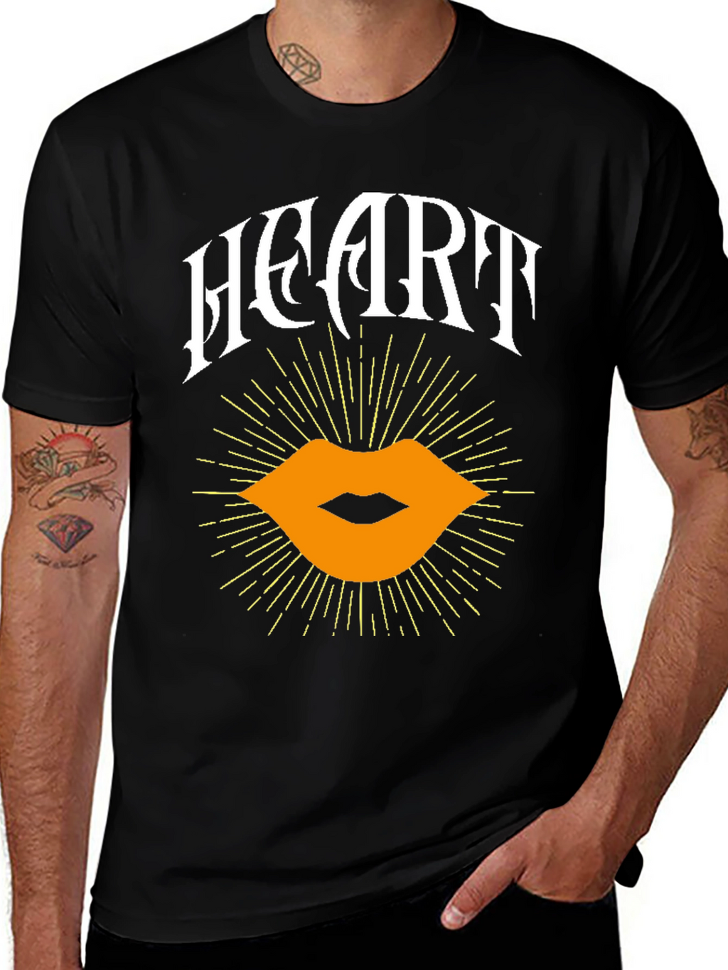 Heart Lips Graphic Black T-Shirt