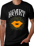Heart Lips Graphic Black T-Shirt