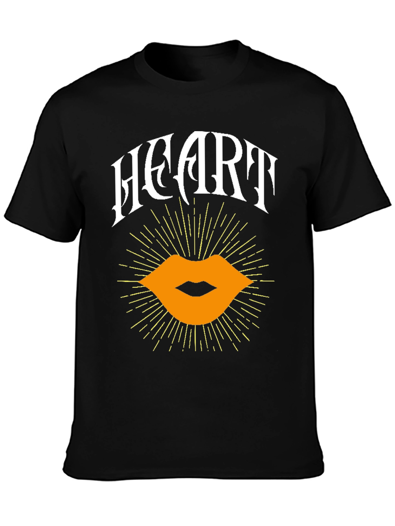 Heart Lips Graphic Black T-Shirt