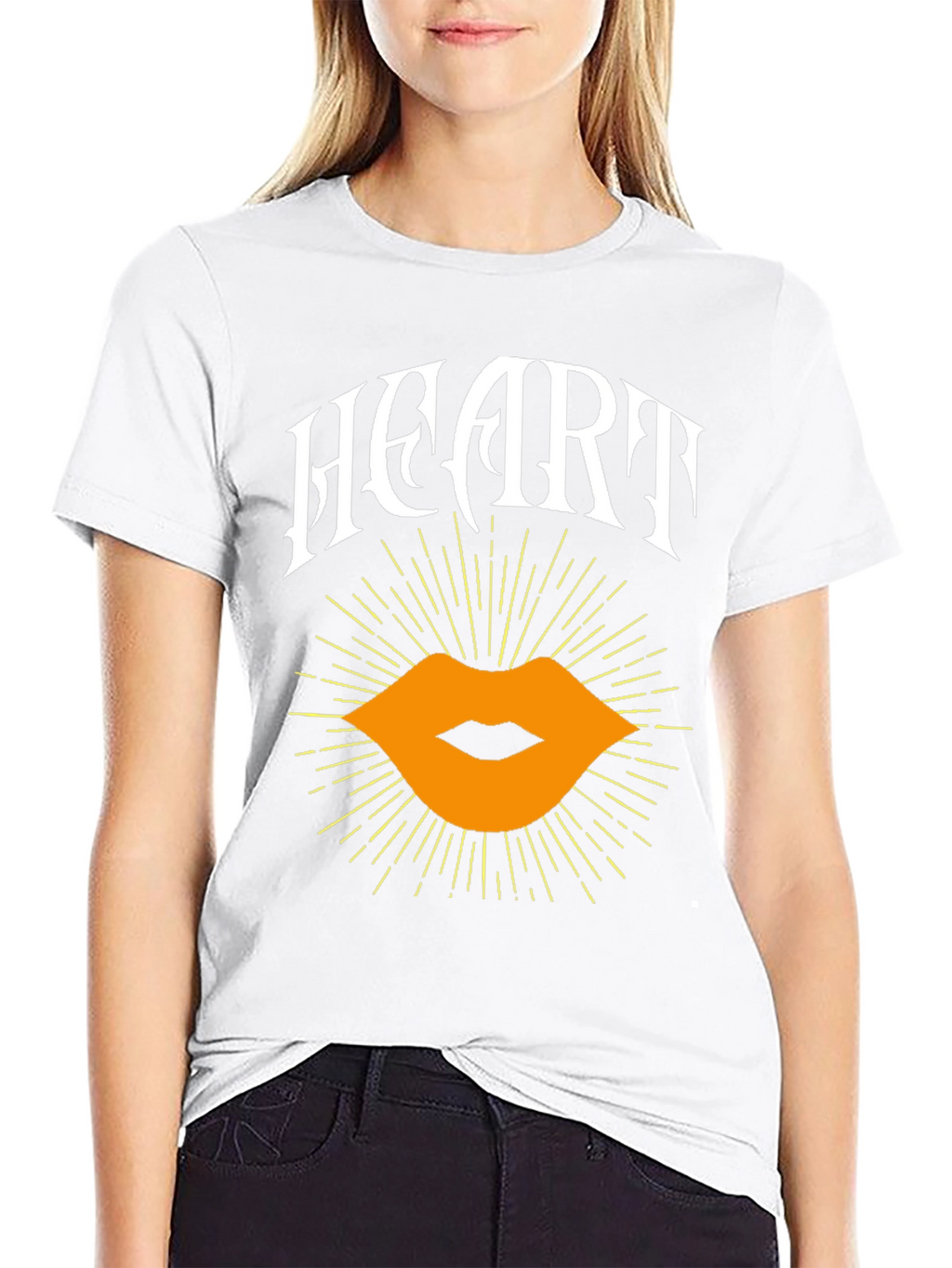 Heart Lips Graphic Black T-Shirt