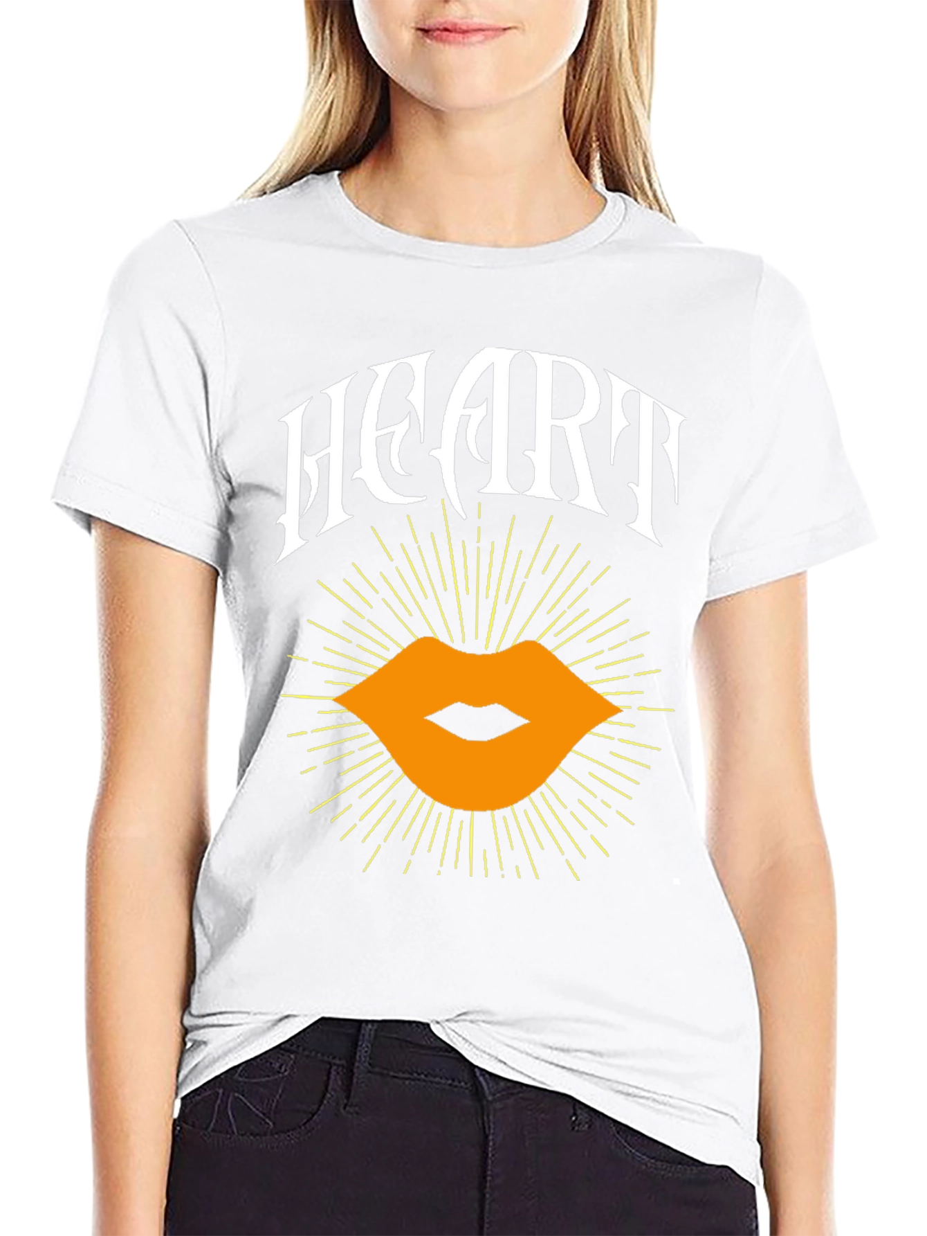 Heart Lips Graphic Black T-Shirt