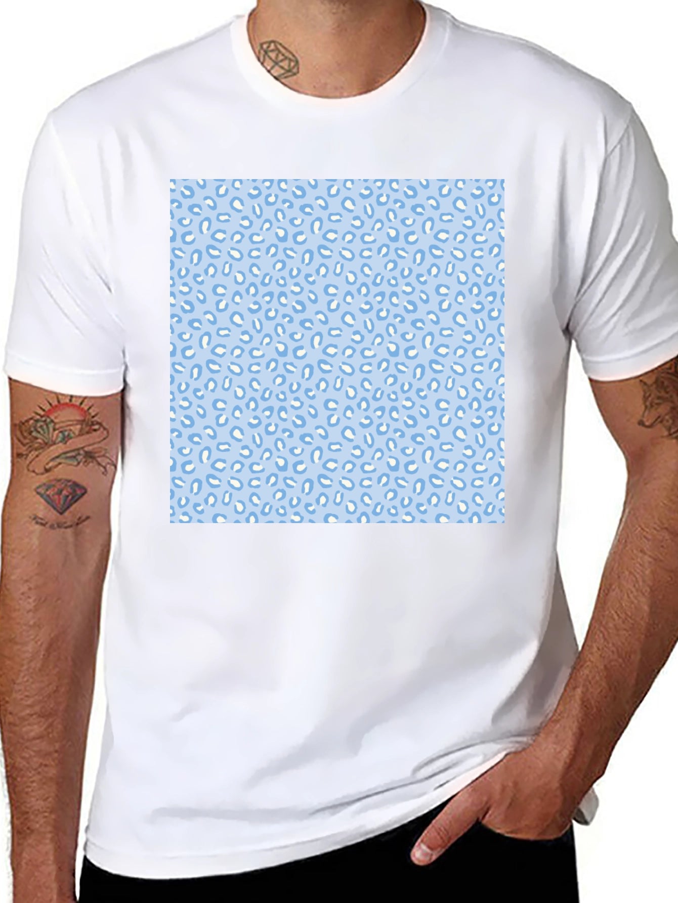 Cool Black Tee with Fun Blue Pattern