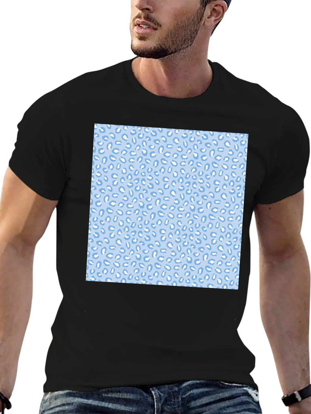 Cool Black Tee with Fun Blue Pattern