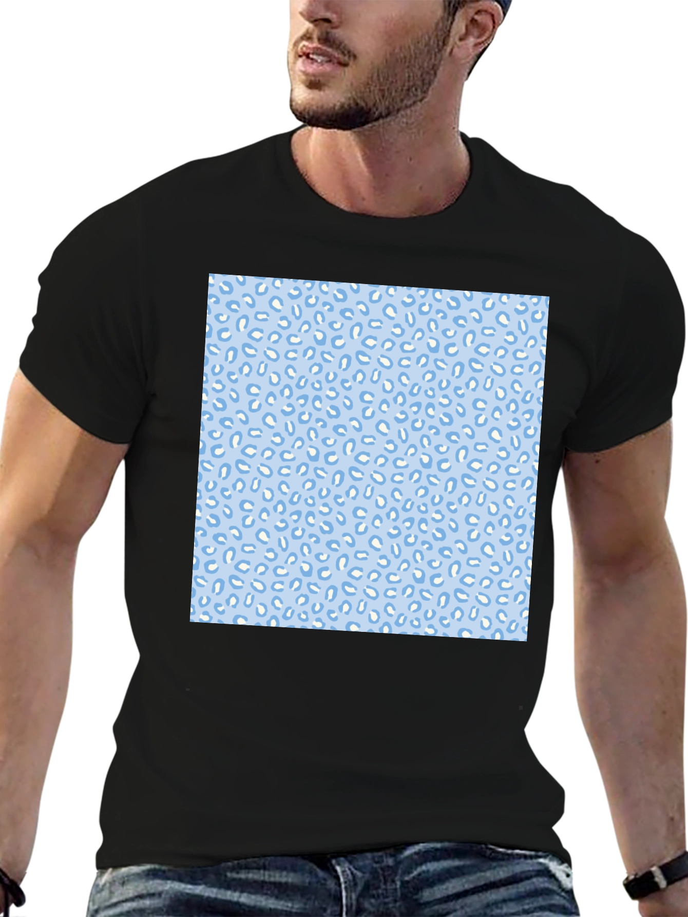 Cool Black Tee with Fun Blue Pattern