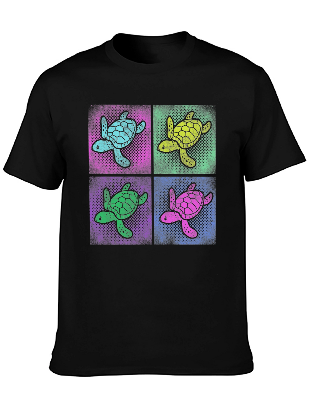 Retro Turtle Pop Art T-Shirt - Black
