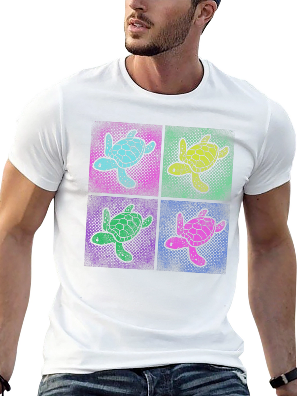 Retro Turtle Pop Art T-Shirt - Black