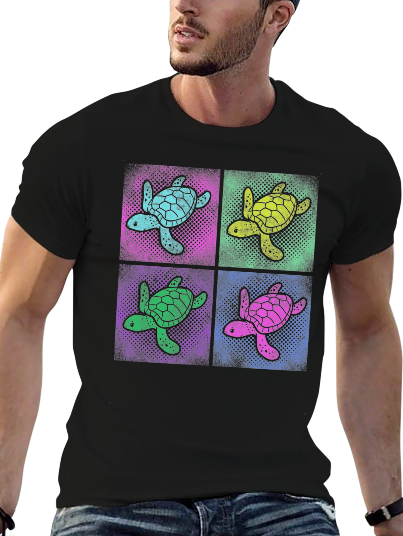 Retro Turtle Pop Art T-Shirt - Black