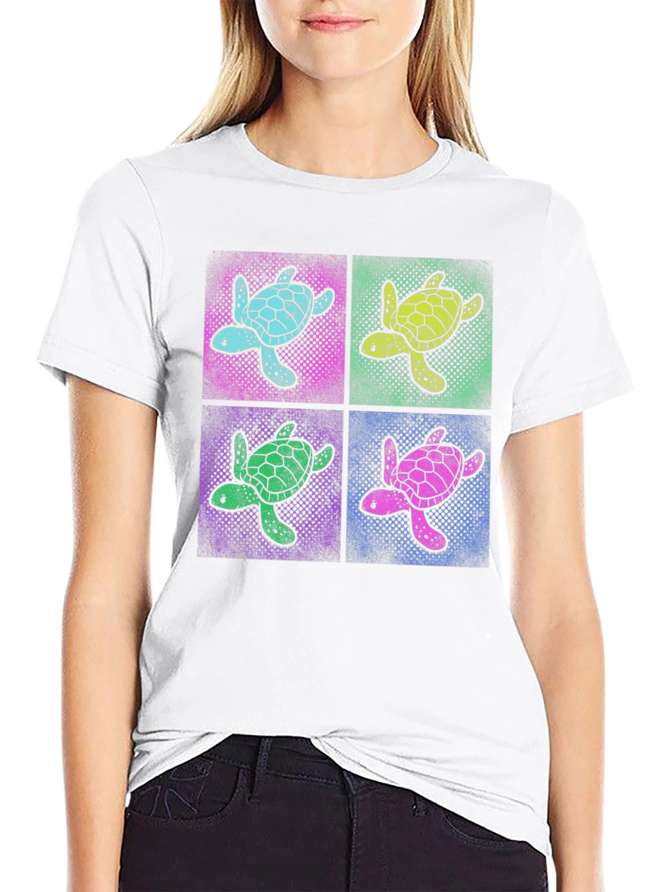 Retro Turtle Pop Art T-Shirt - Black