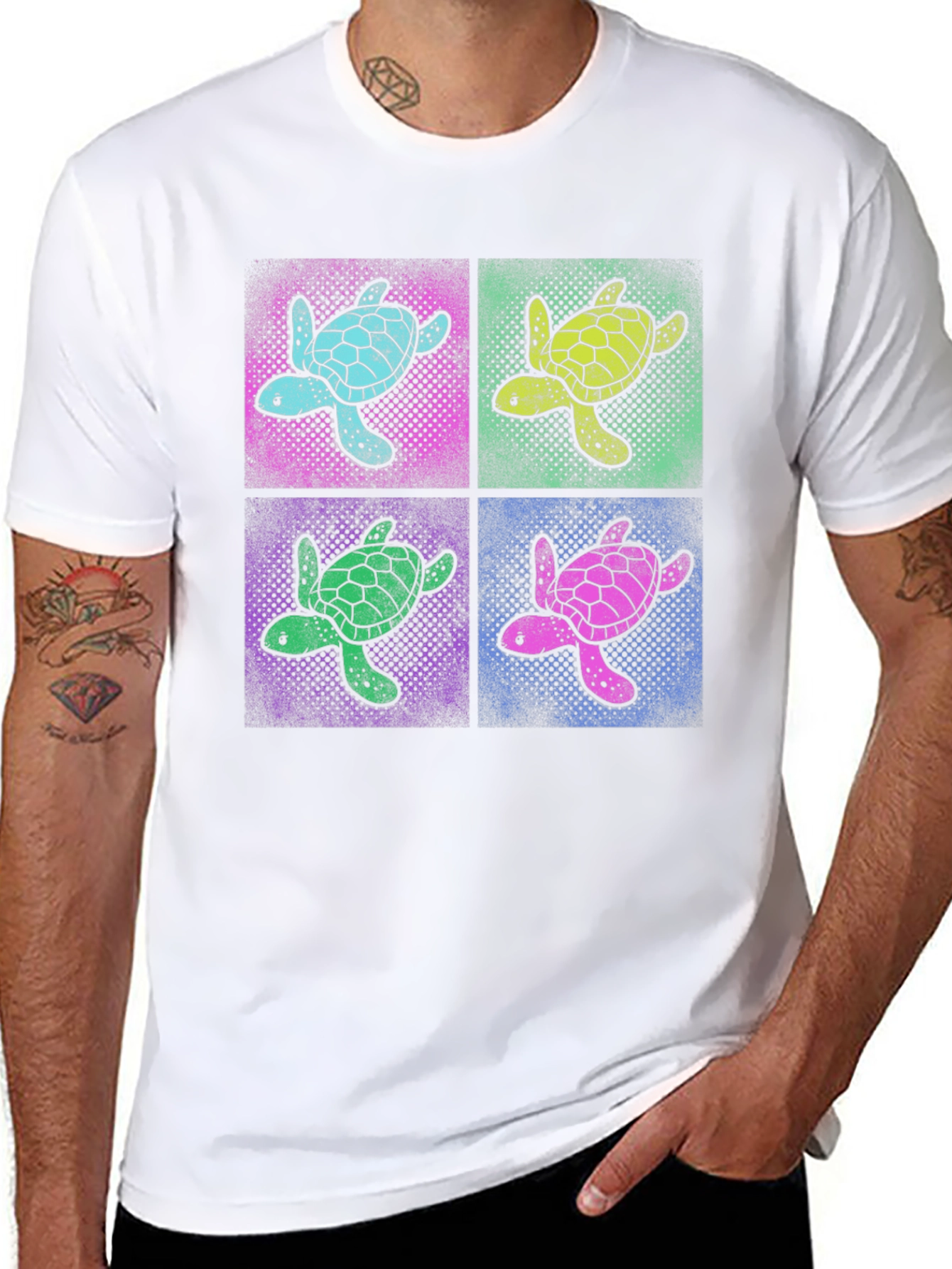 Retro Turtle Pop Art T-Shirt - Black