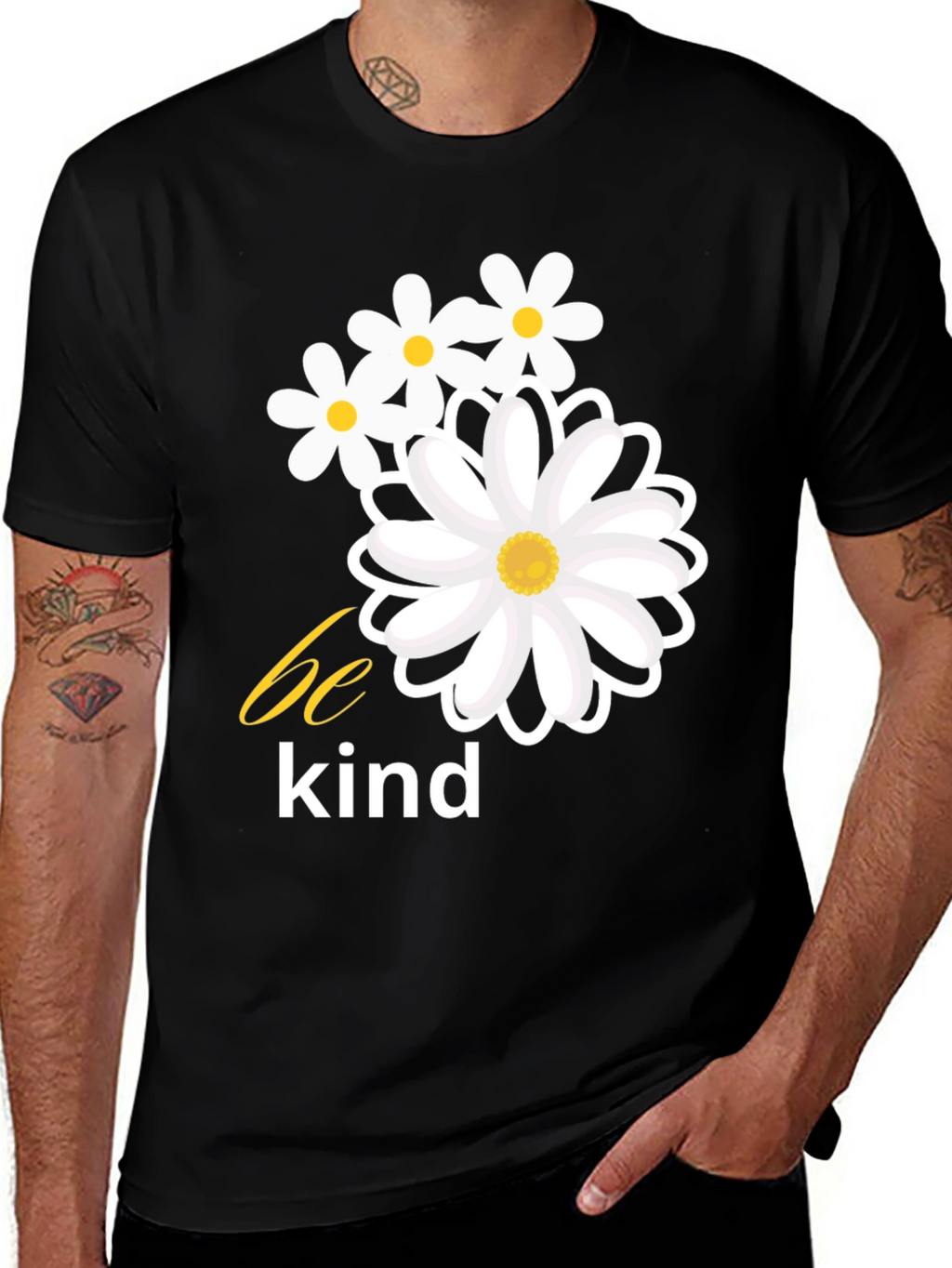 Be Kind Daisy Graphic Tee - Black