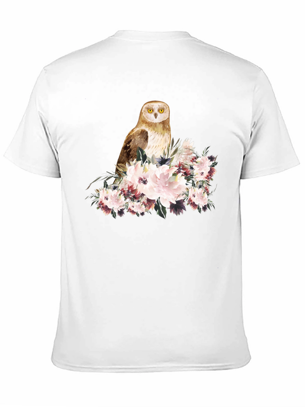 Owl and Floral Black T-Shirt