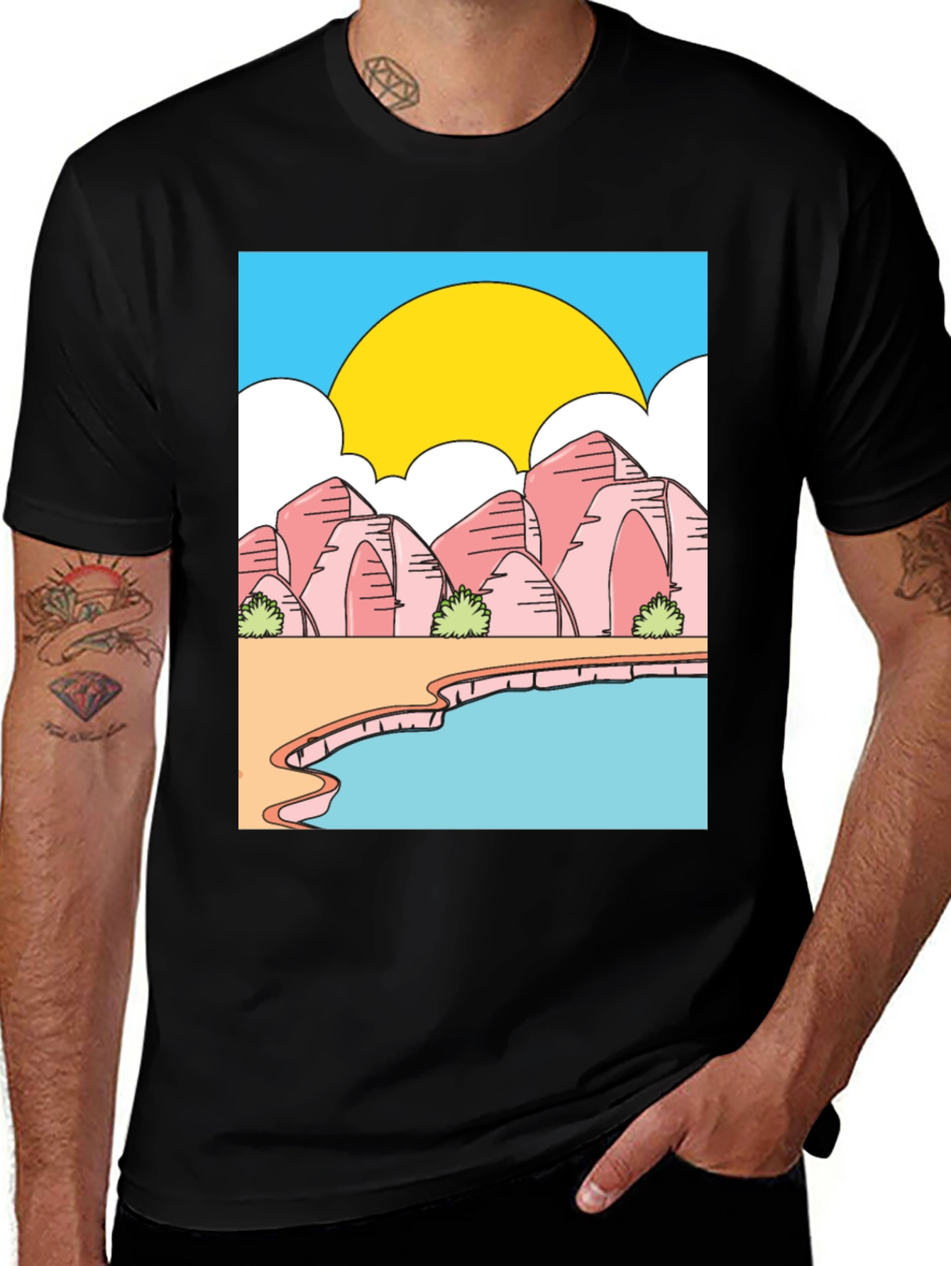 Cartoon Landscape Graphic Tee