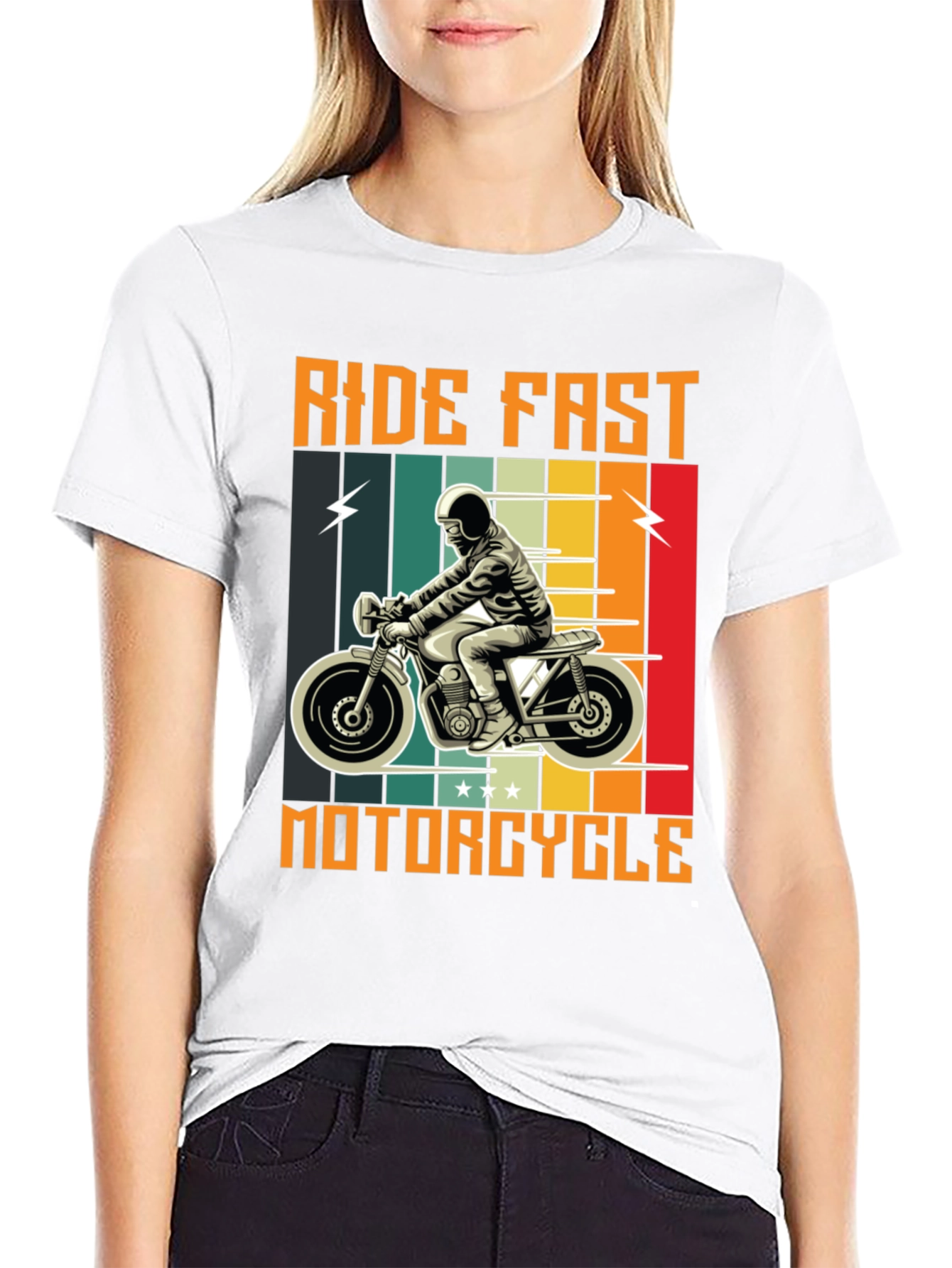 Ride Fast Motorcycle Graphic Tee - Classic Biker Style