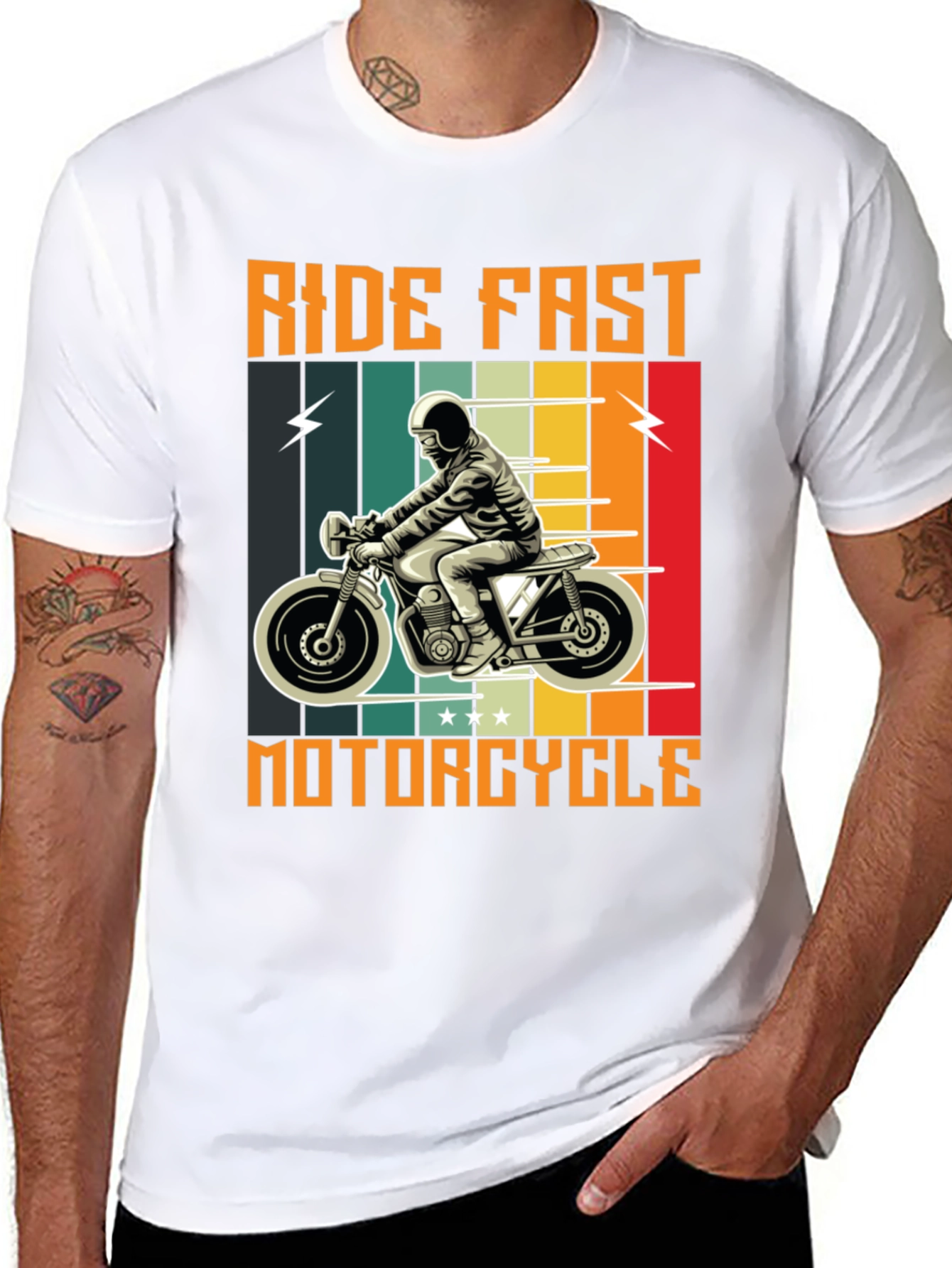Ride Fast Motorcycle Graphic Tee - Classic Biker Style