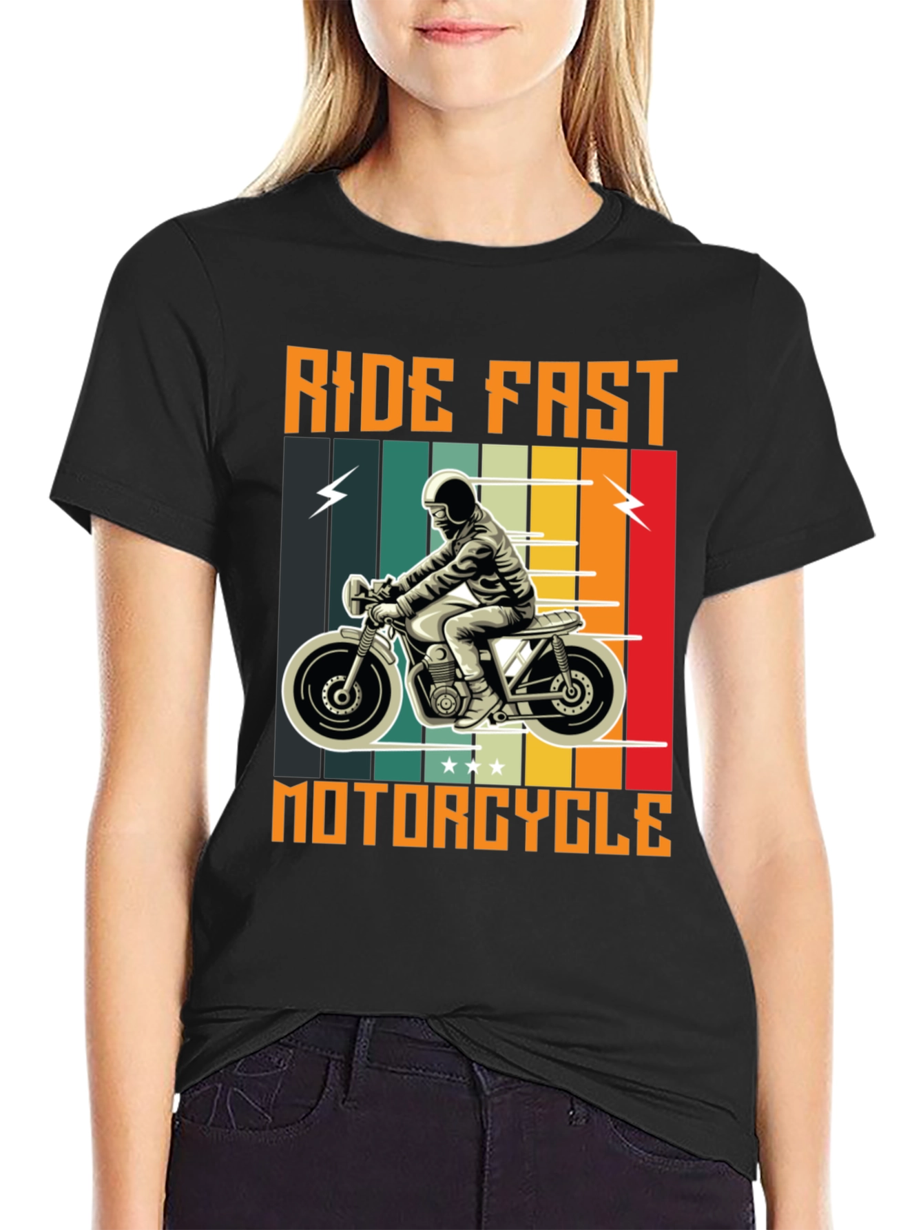 Ride Fast Motorcycle Graphic Tee - Classic Biker Style