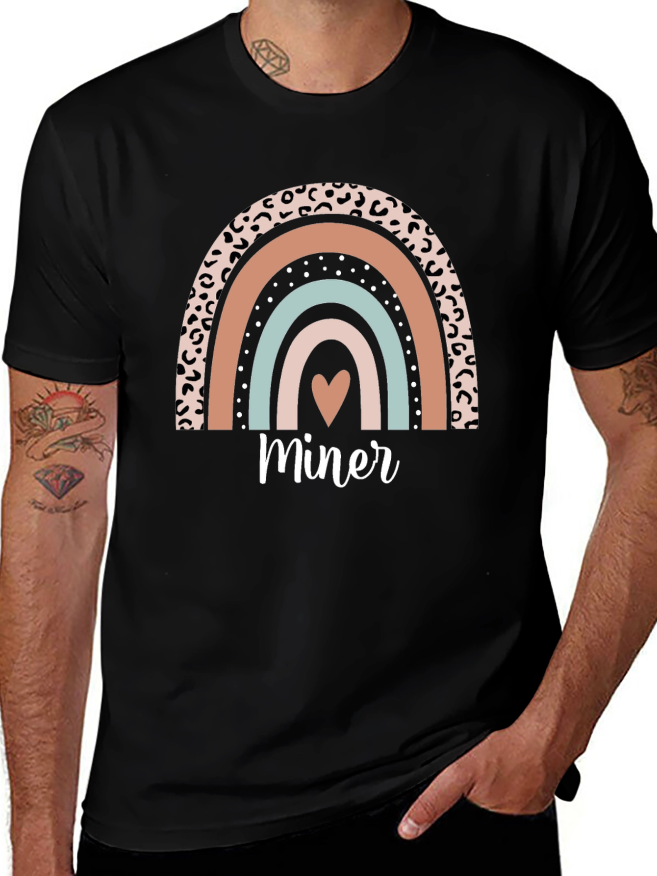 Miner Rainbow Graphic Tee - Black