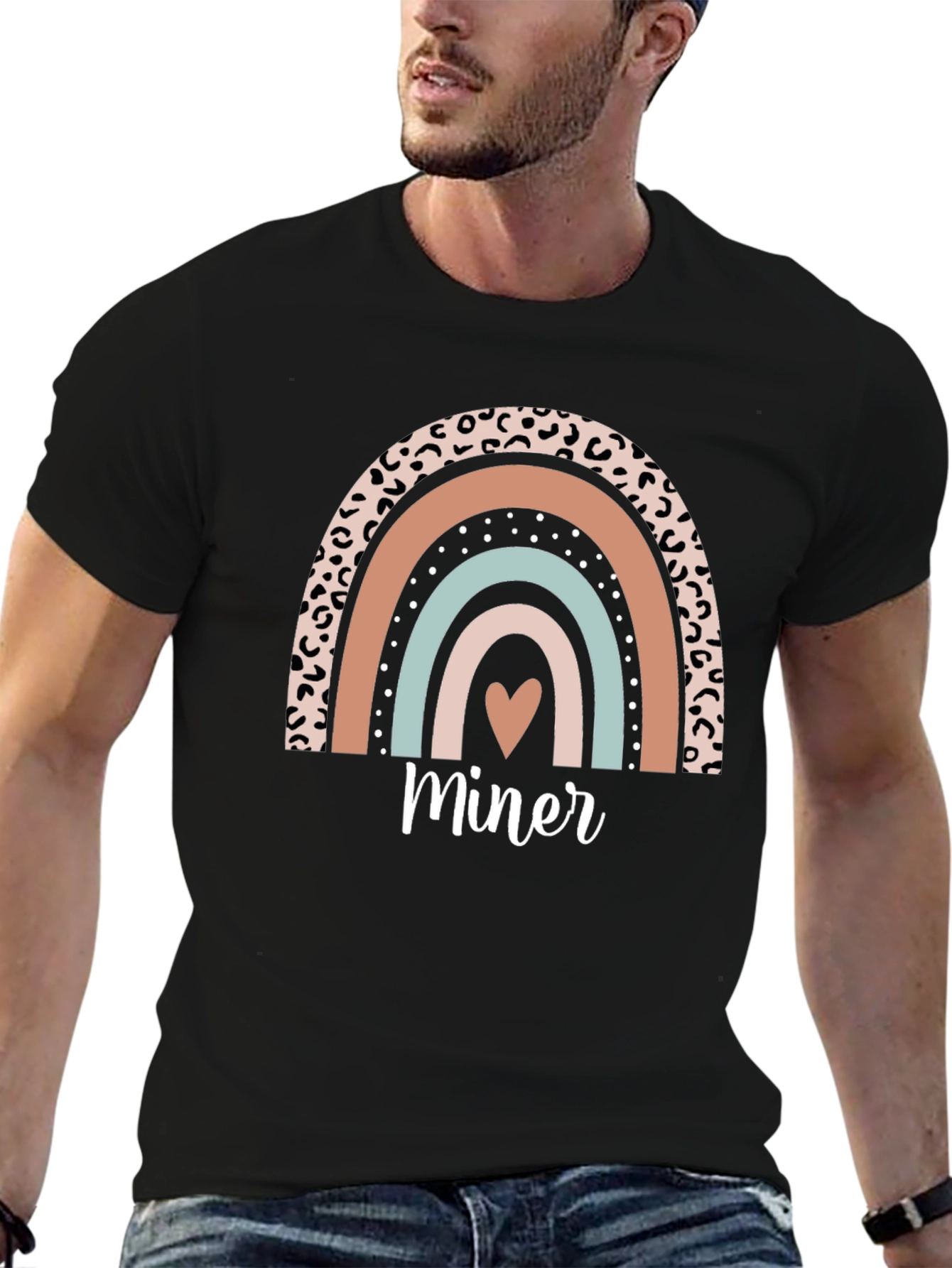 Miner Rainbow Graphic Tee - Black