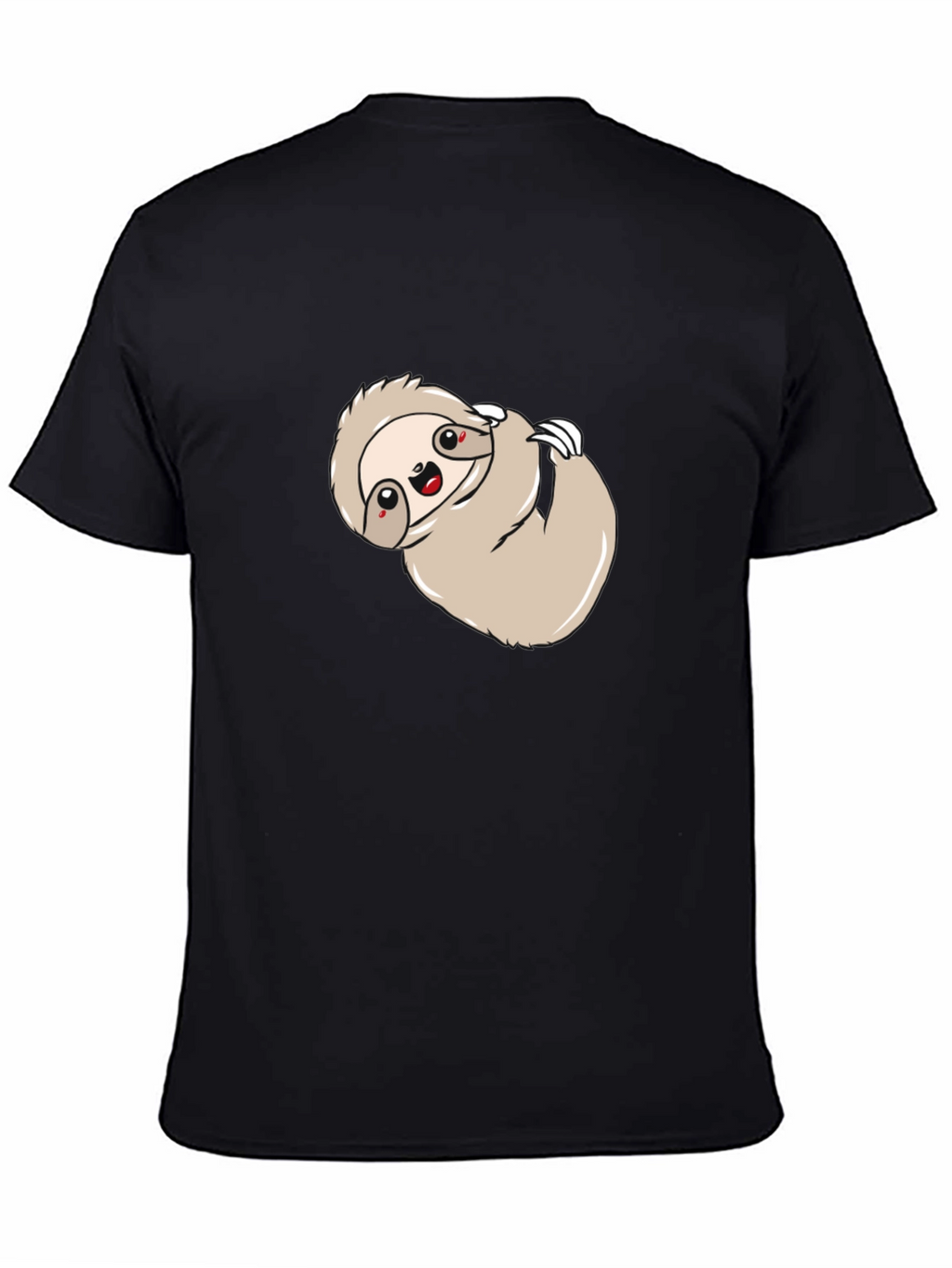 Cute Sloth Graphic Print Black Tee Shirt