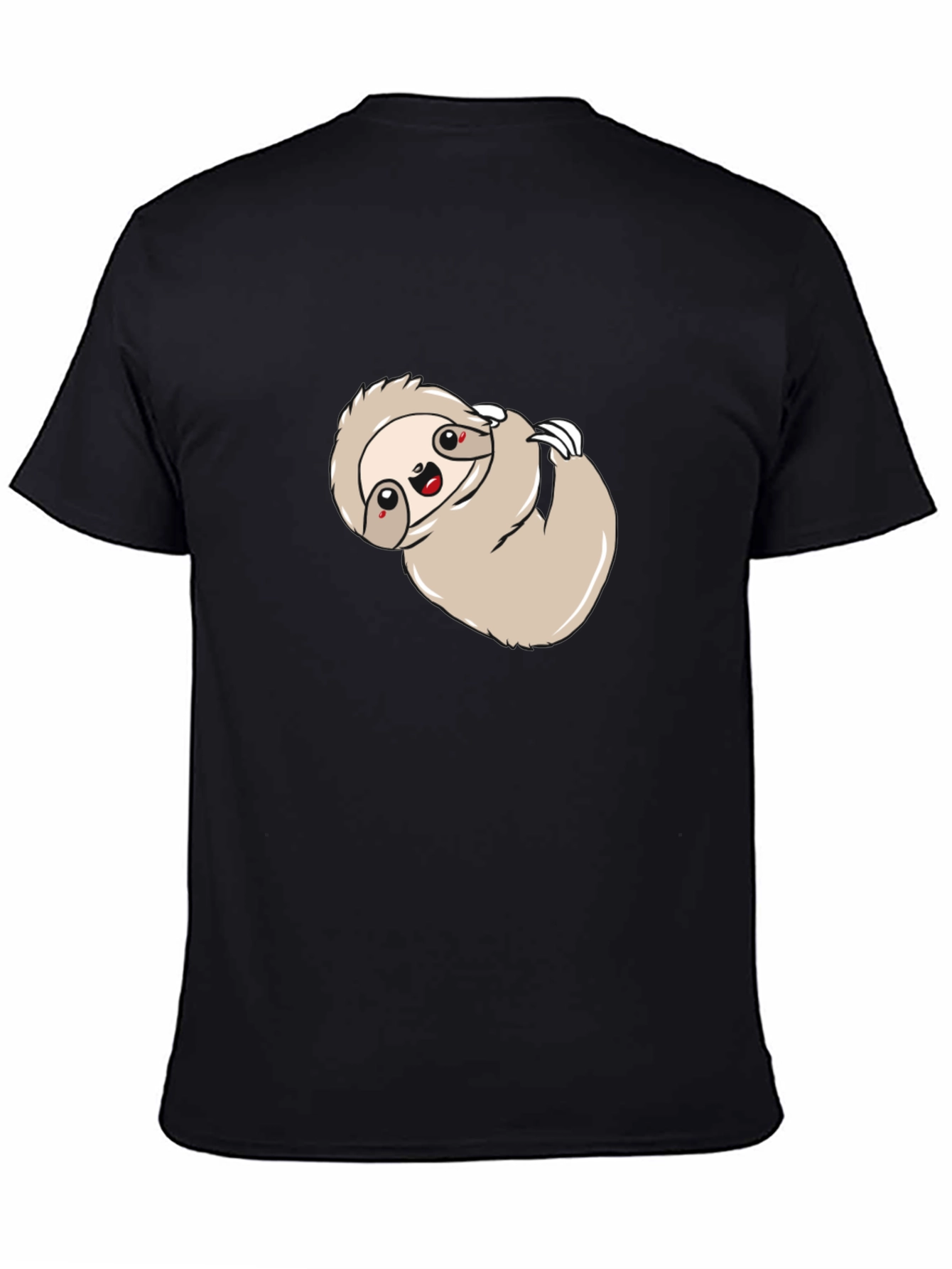 Cute Sloth Graphic Print Black Tee Shirt