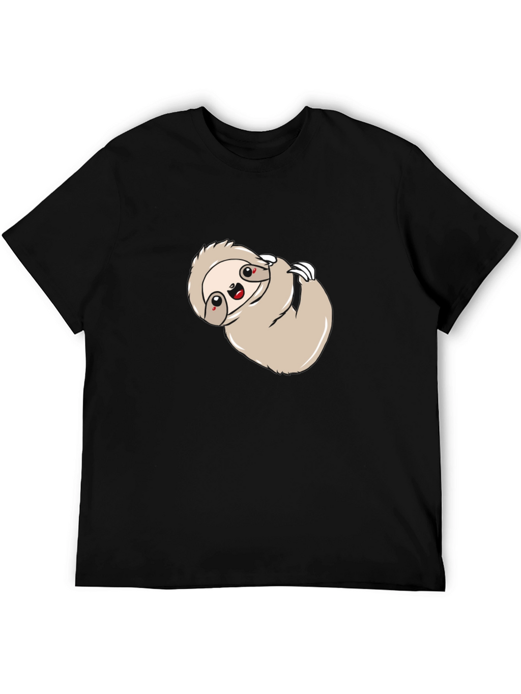Cute Sloth Graphic Print Black Tee Shirt